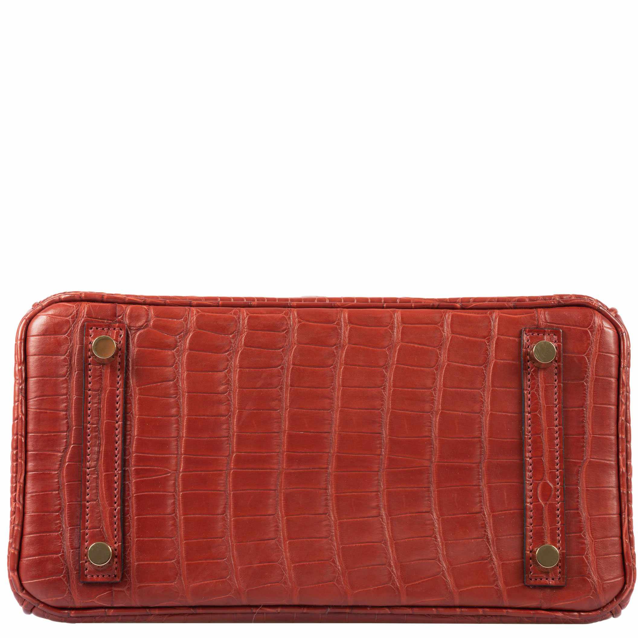 Hermès Birkin 25 Verso Rouge H Matte Alligator Orange Interior Gold Hardware