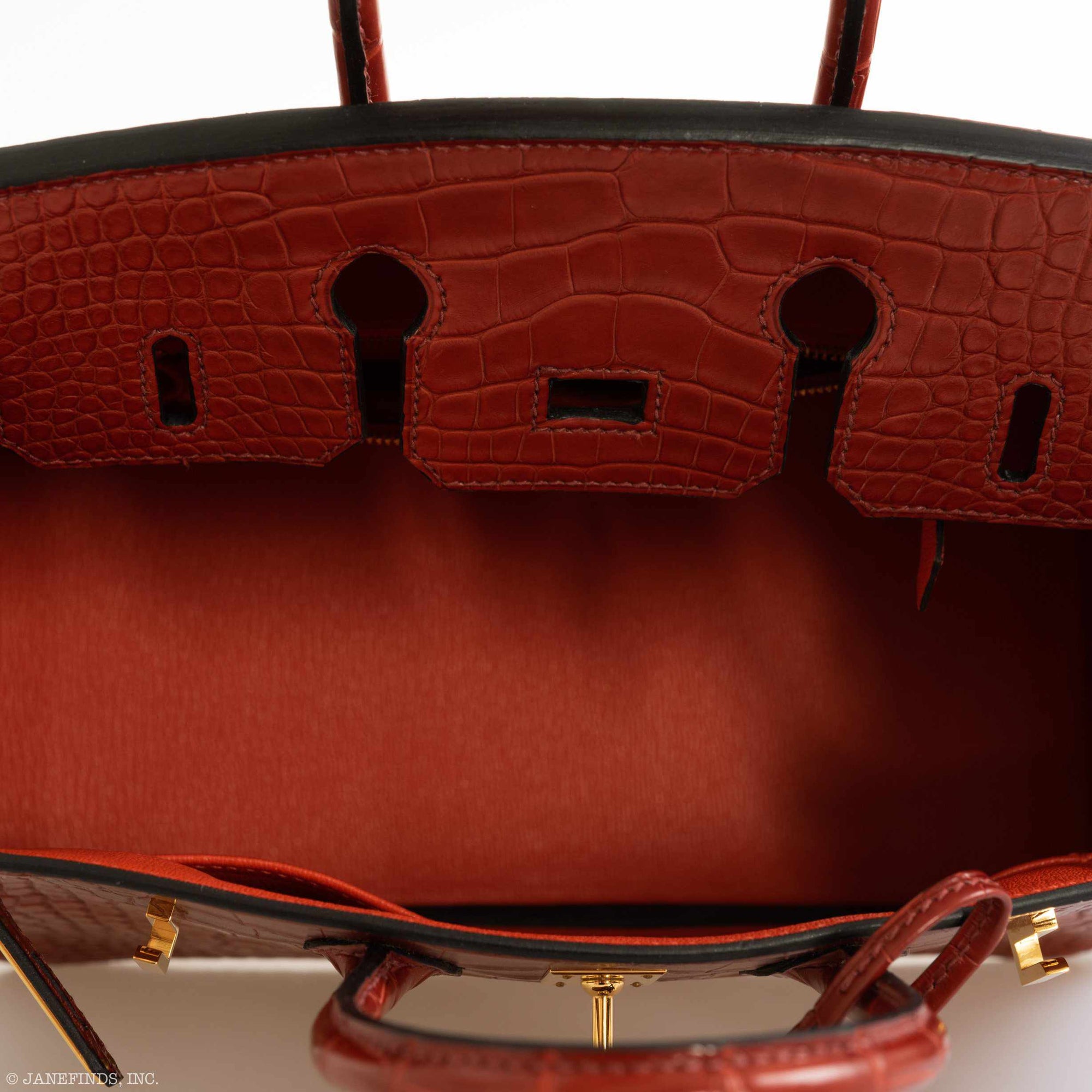 Hermès Birkin 25 Verso Rouge H Matte Alligator Orange Interior Gold Hardware