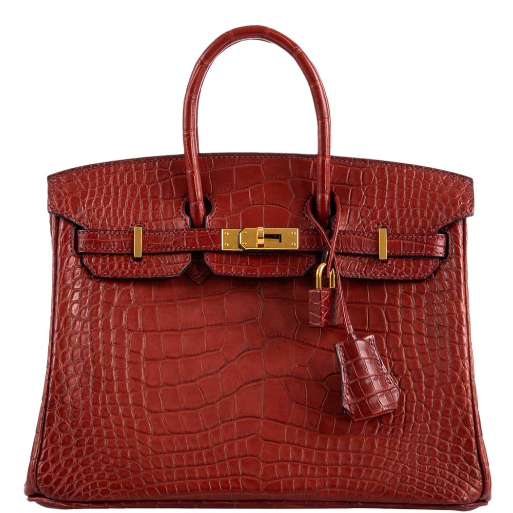 Hermès Birkin 25 Verso Rouge H Matte Alligator Orange Interior Gold Hardware