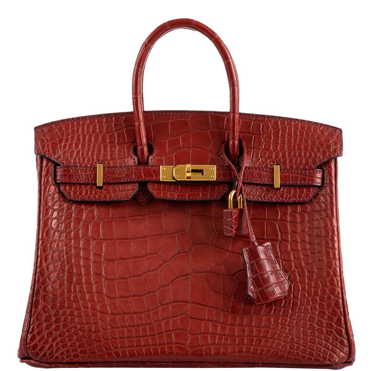 Hermès Birkin 25 Verso Rouge H Matte Alligator Orange Interior Gold Hardware
