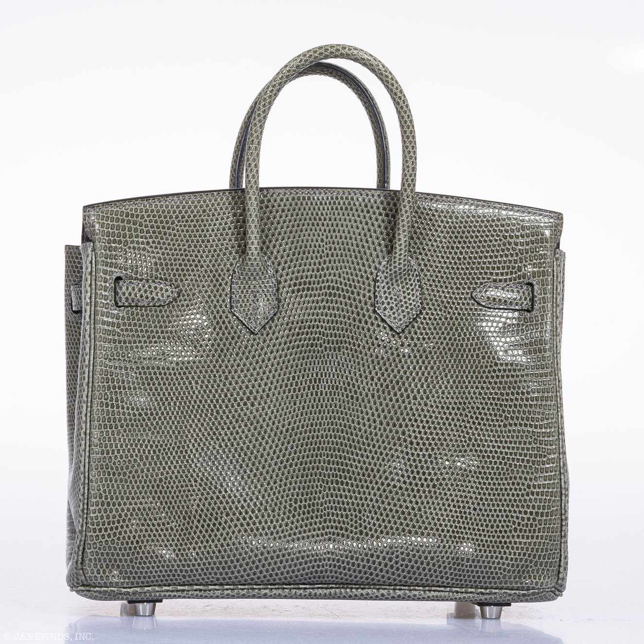 Hermès Birkin 25 Vert De Gris Salvator Lizard Palladium Hardware - Rare