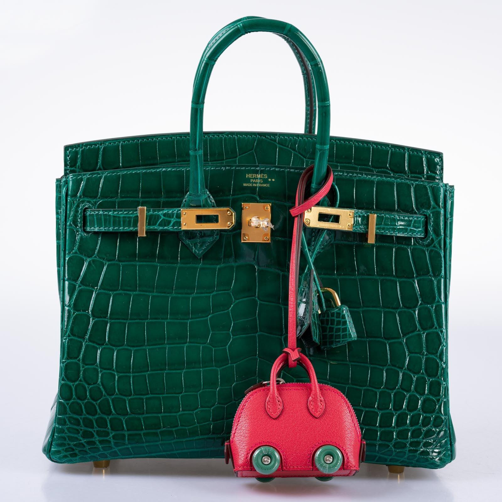 Hermès Birkin 25 Vert Emerald Shiny Niloticus Crocodile Gold Hardware