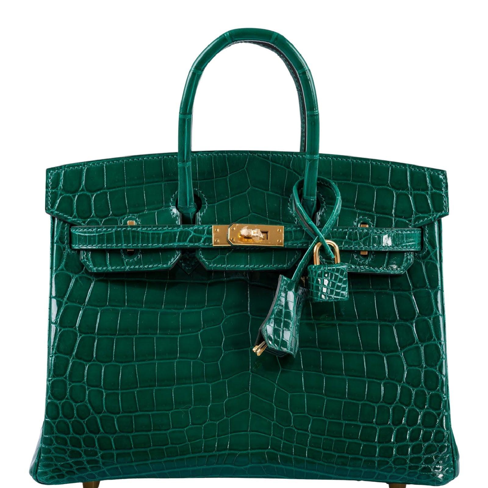 Hermès Birkin 25 Vert Emerald Shiny Niloticus Crocodile Gold Hardware