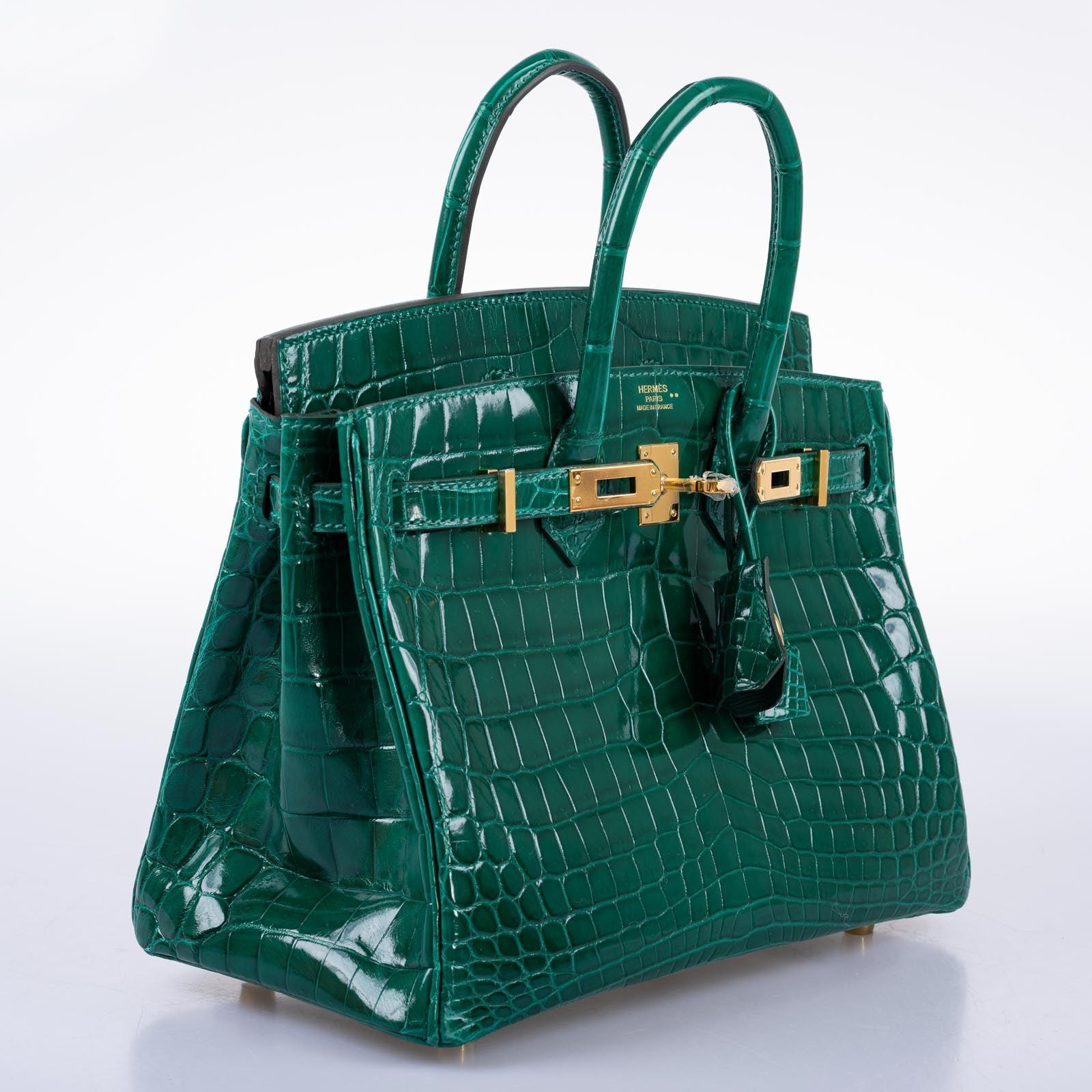 Hermès Birkin 25 Vert Émeraude Shiny Niloticus Crocodile Gold Hardware