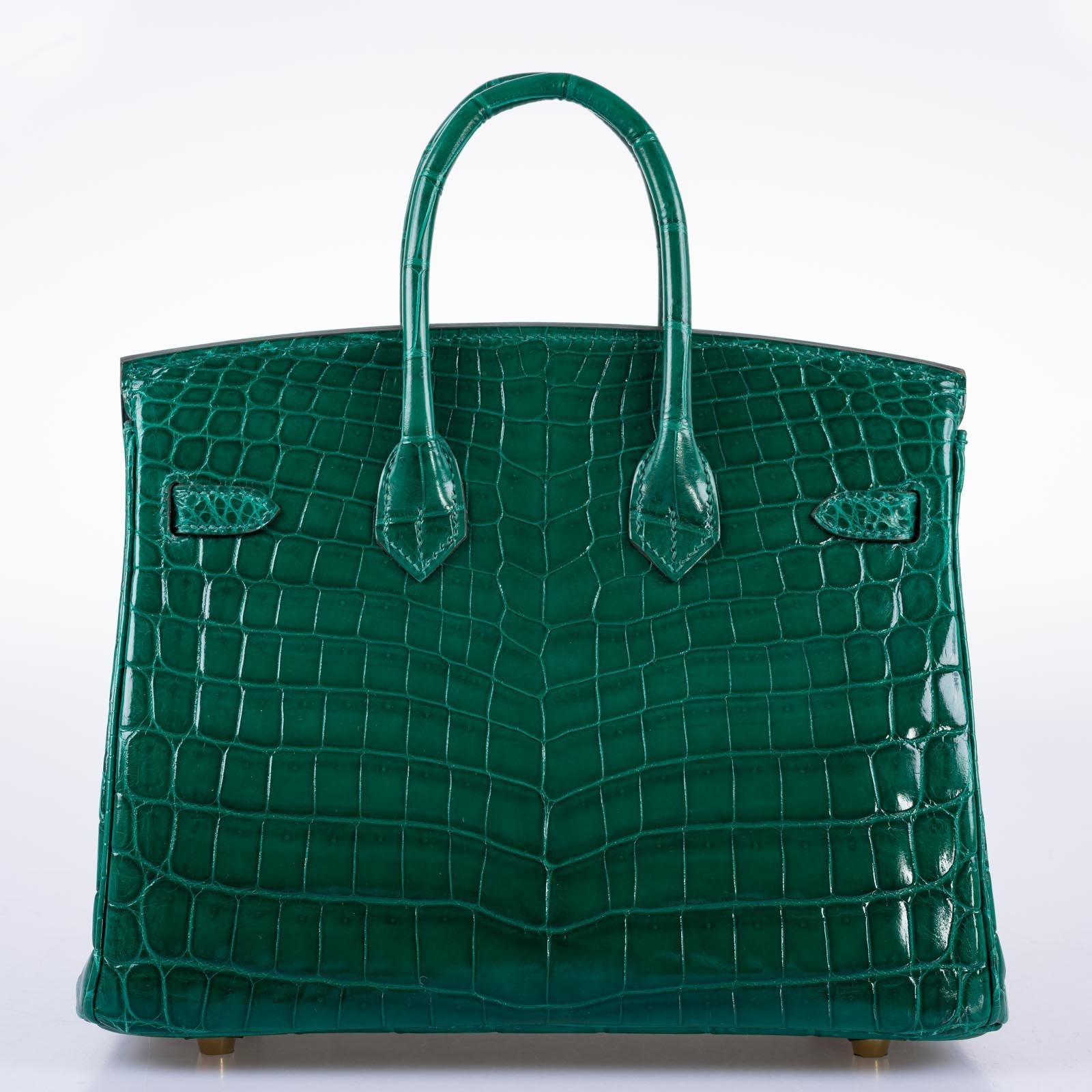 Hermès Birkin 25 Vert Émeraude Shiny Niloticus Crocodile Gold Hardware