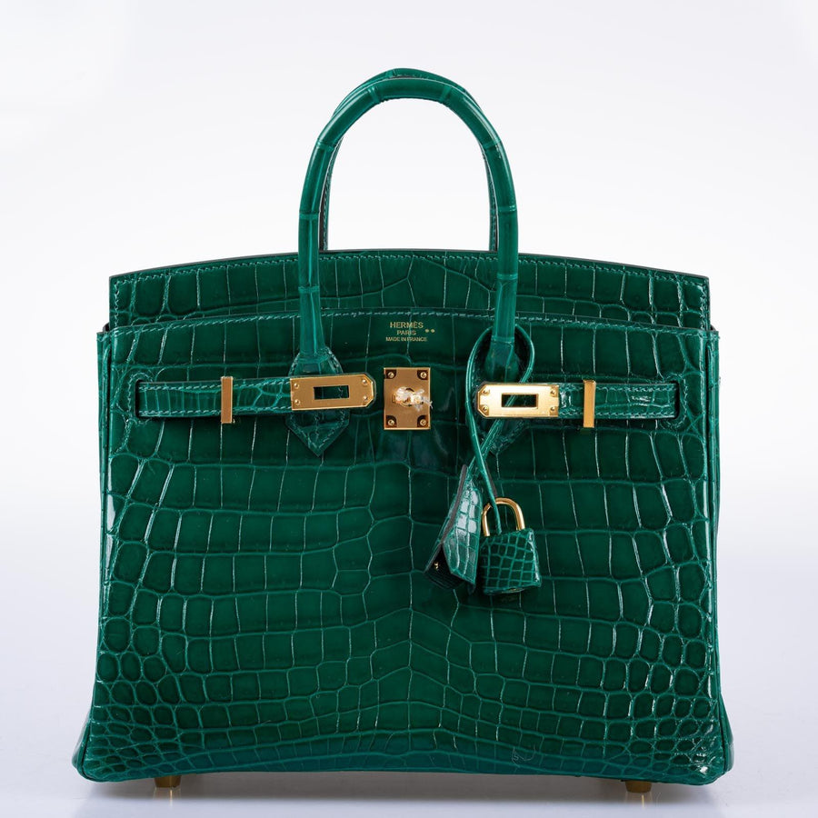 Hermès Birkin 25 Vert Émeraude Shiny Niloticus Crocodile Gold Hardware
