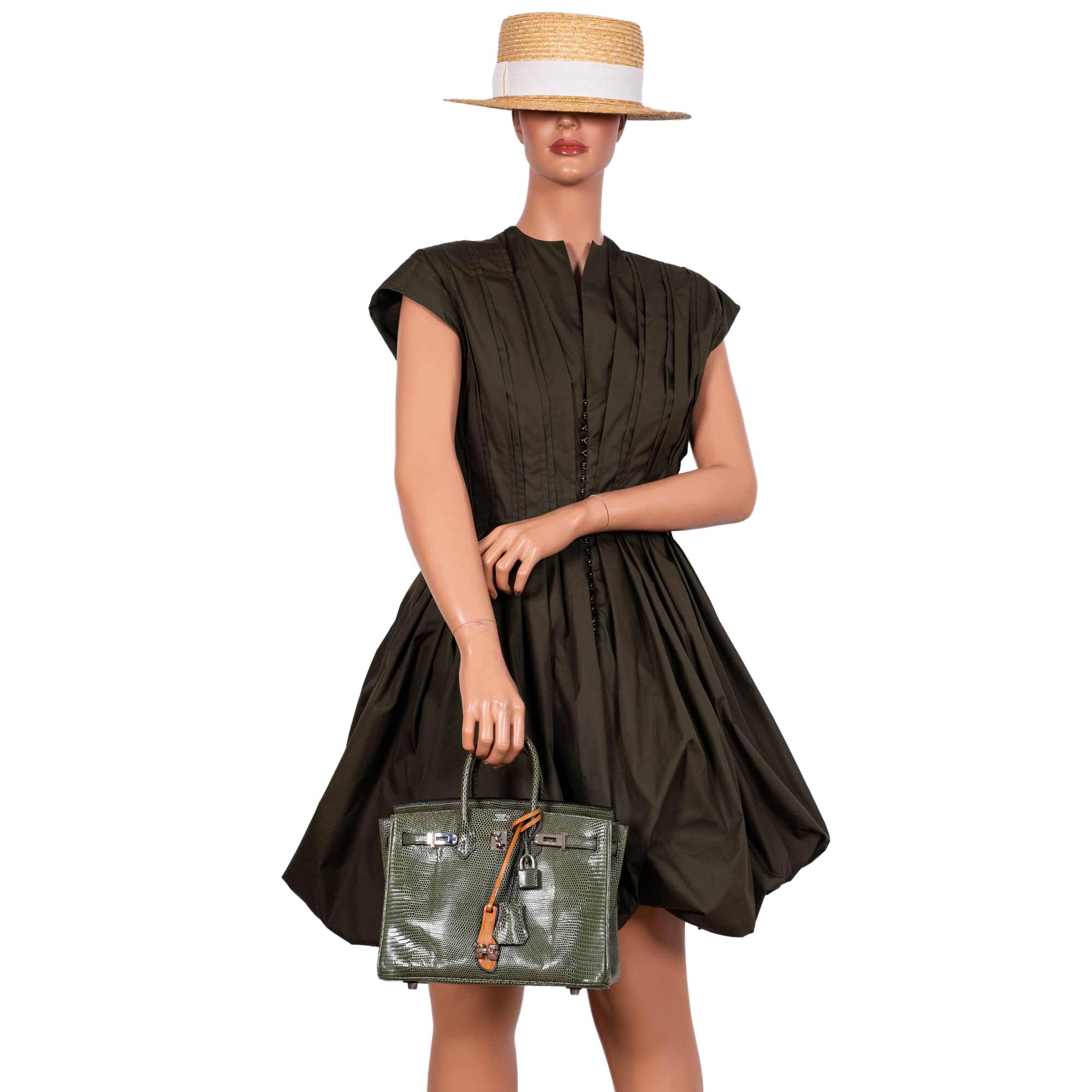 Hermès Birkin 25 Vert Olive Salvator Lizard with Palladium Hardware