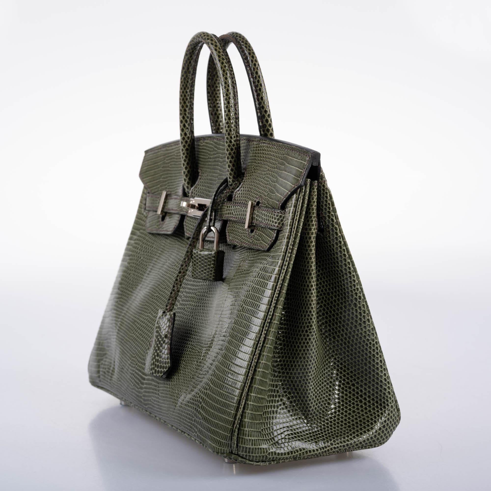 Hermès Birkin 25 Vert Olive Salvator Lizard with Palladium Hardware