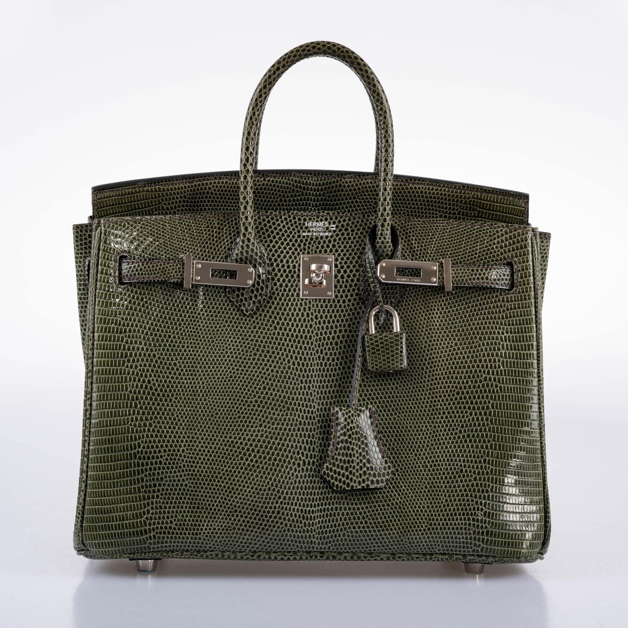 Hermès Birkin 25 Vert Olive Salvator Lizard with Palladium Hardware