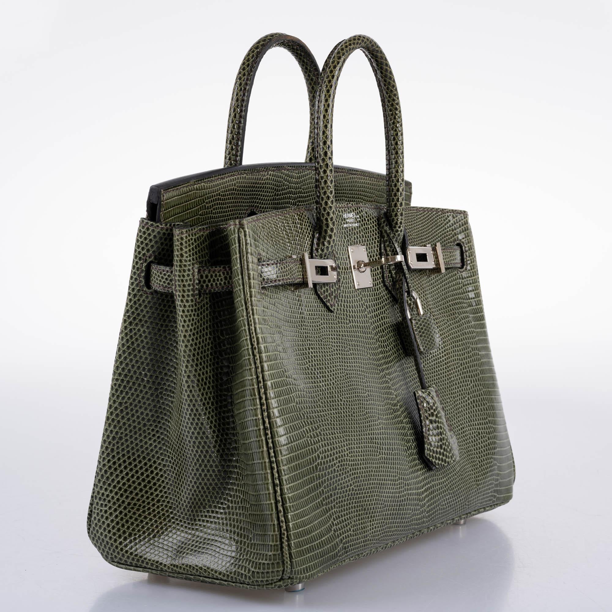 Hermès Birkin 25 Vert Olive Salvator Lizard with Palladium