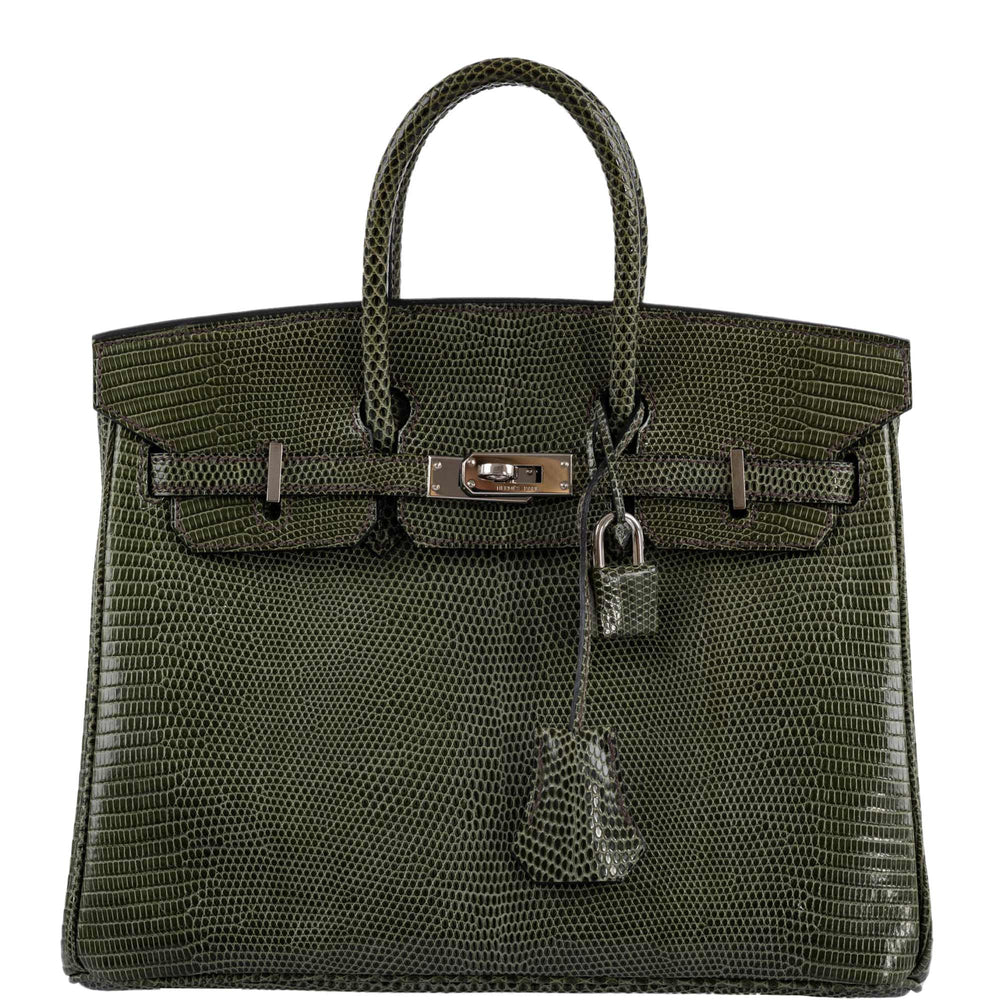 Hermès Birkin 25 Vert Olive Salvator Lizard with Palladium Hardware