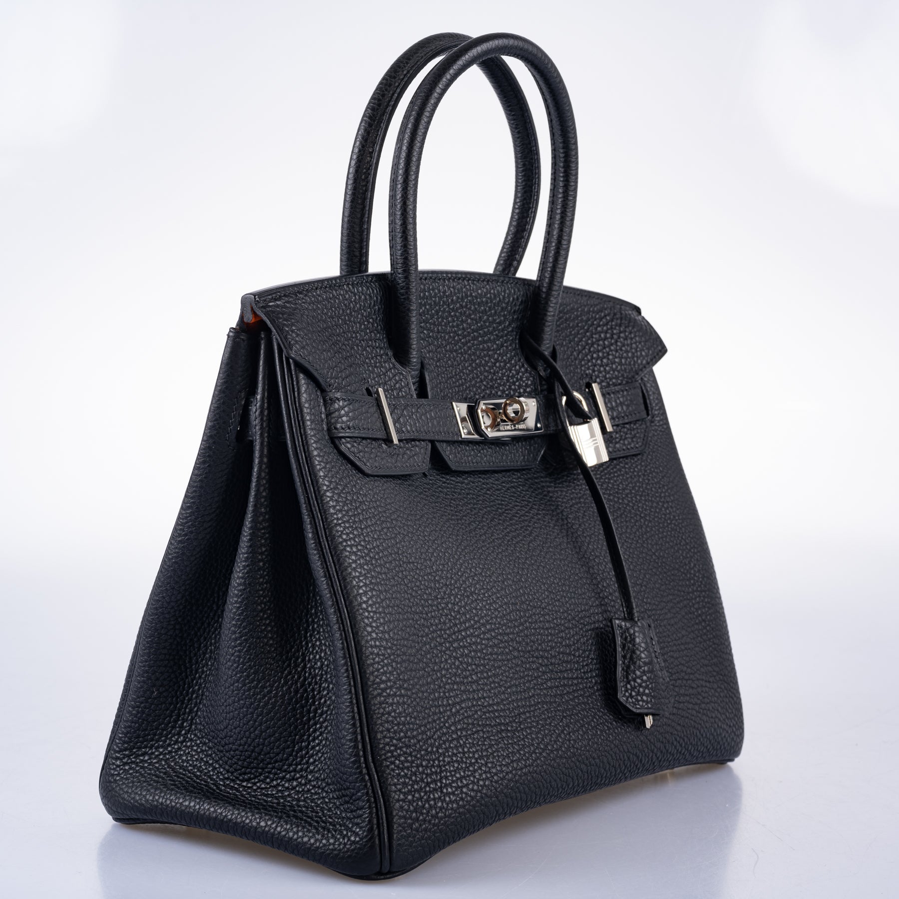 Hermès Birkin 30 Bi-Color Black Togo and Orange H Palladium Hardware