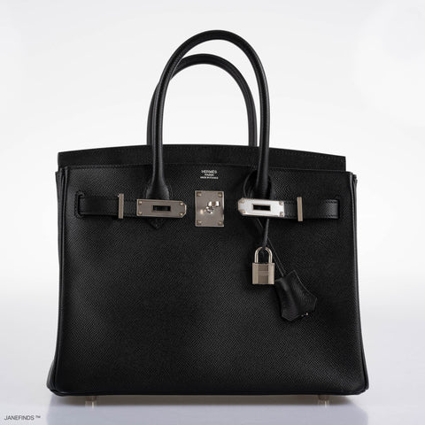 Hermès Birkin 30 Black Epsom with Palladium Hardware - 2019, D