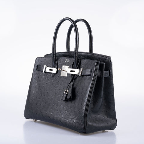 Hermès Birkin 30 Black Ostrich with Palladium Hardware