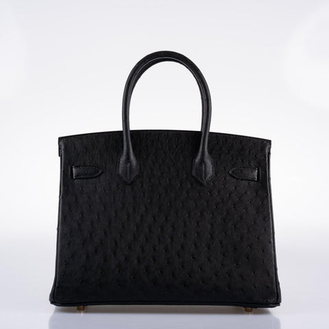 Hermès Birkin 30 Black Ostrich with Rose Gold Hardware - 2020, Y