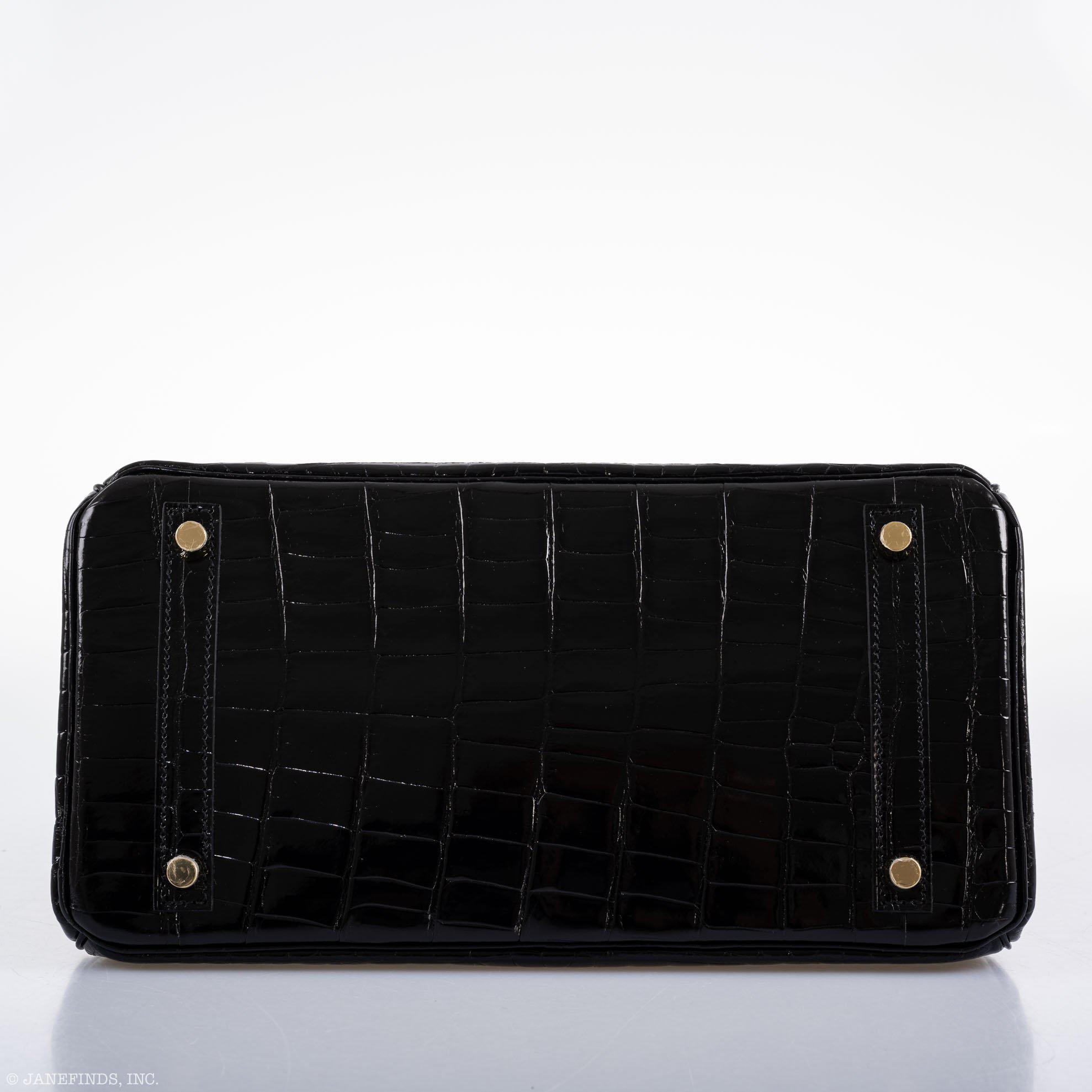 Hermès Birkin 30 Black Shiny Niloticus Crocodile Gold Hardware