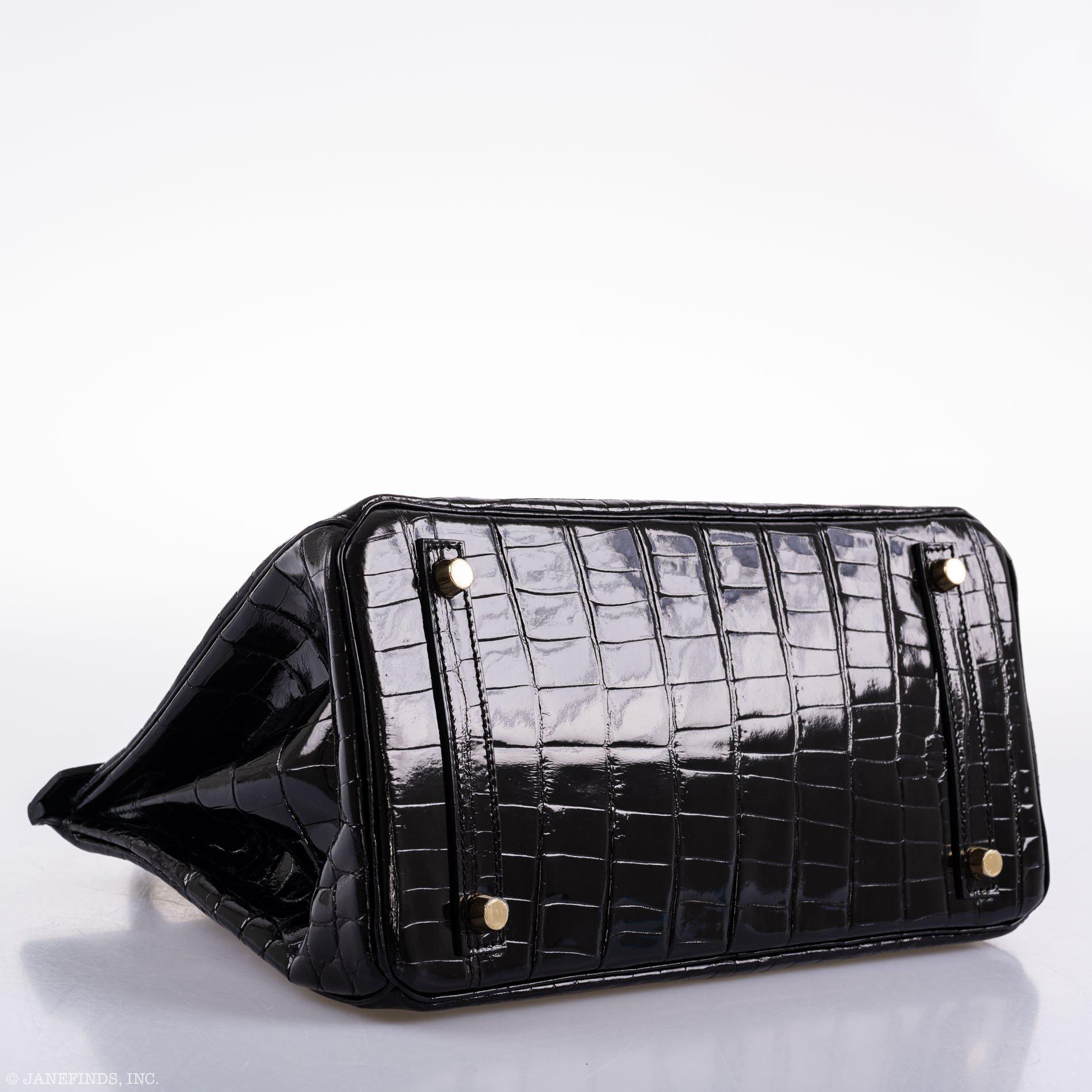 Hermès Birkin 30 Black Shiny Niloticus Crocodile Gold Hardware