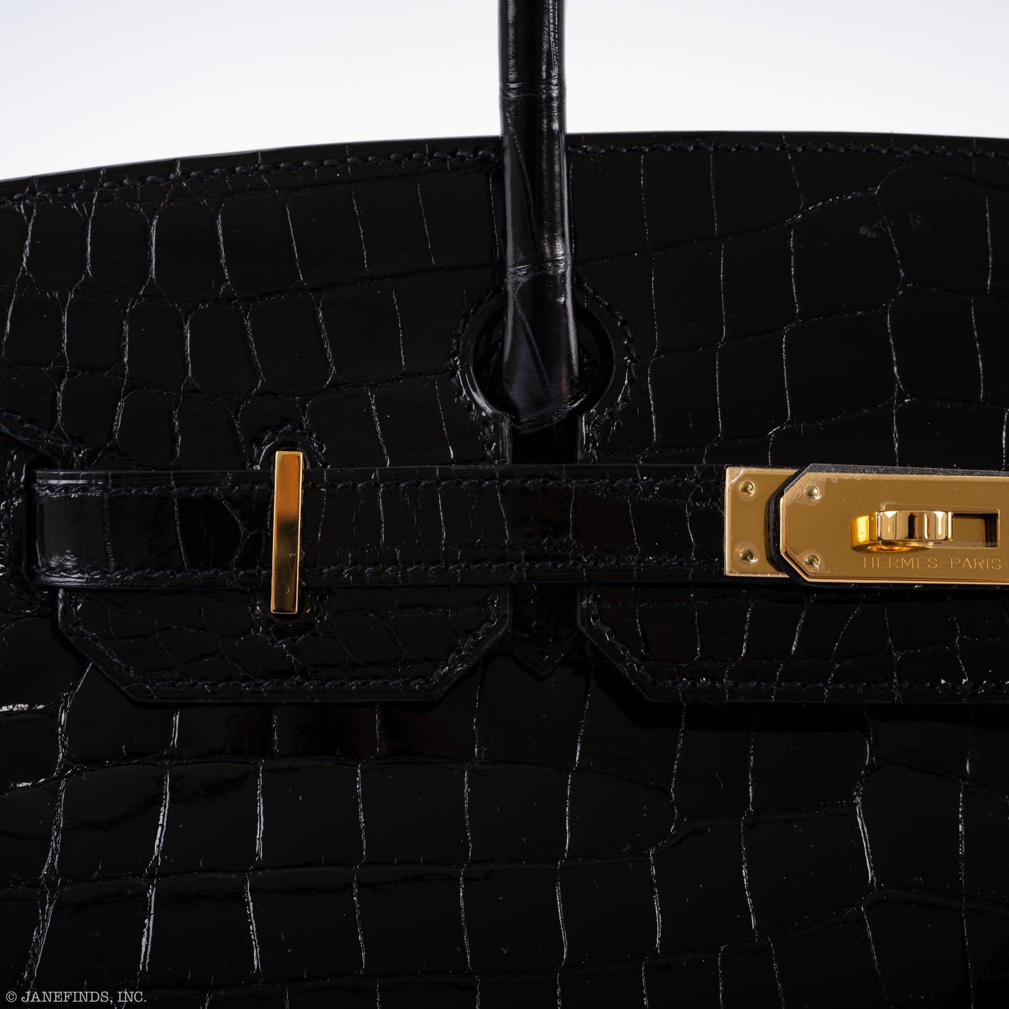 Hermès Birkin 30 Black Shiny Niloticus Crocodile Gold Hardware