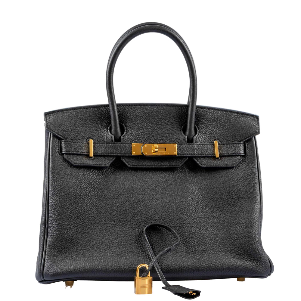 Hermès Birkin 30 Noir Togo Gold Hardware, front view, closed
