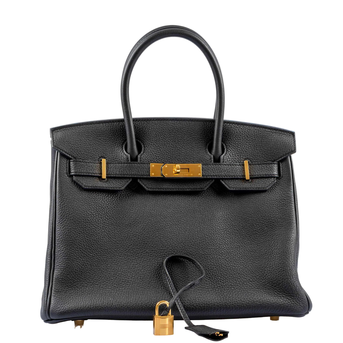 Hermès Birkin 30 Noir Togo Gold Hardware, front view, closed