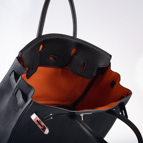 Hermès Birkin 30 Black Togo and Orange H Palladium Hardware