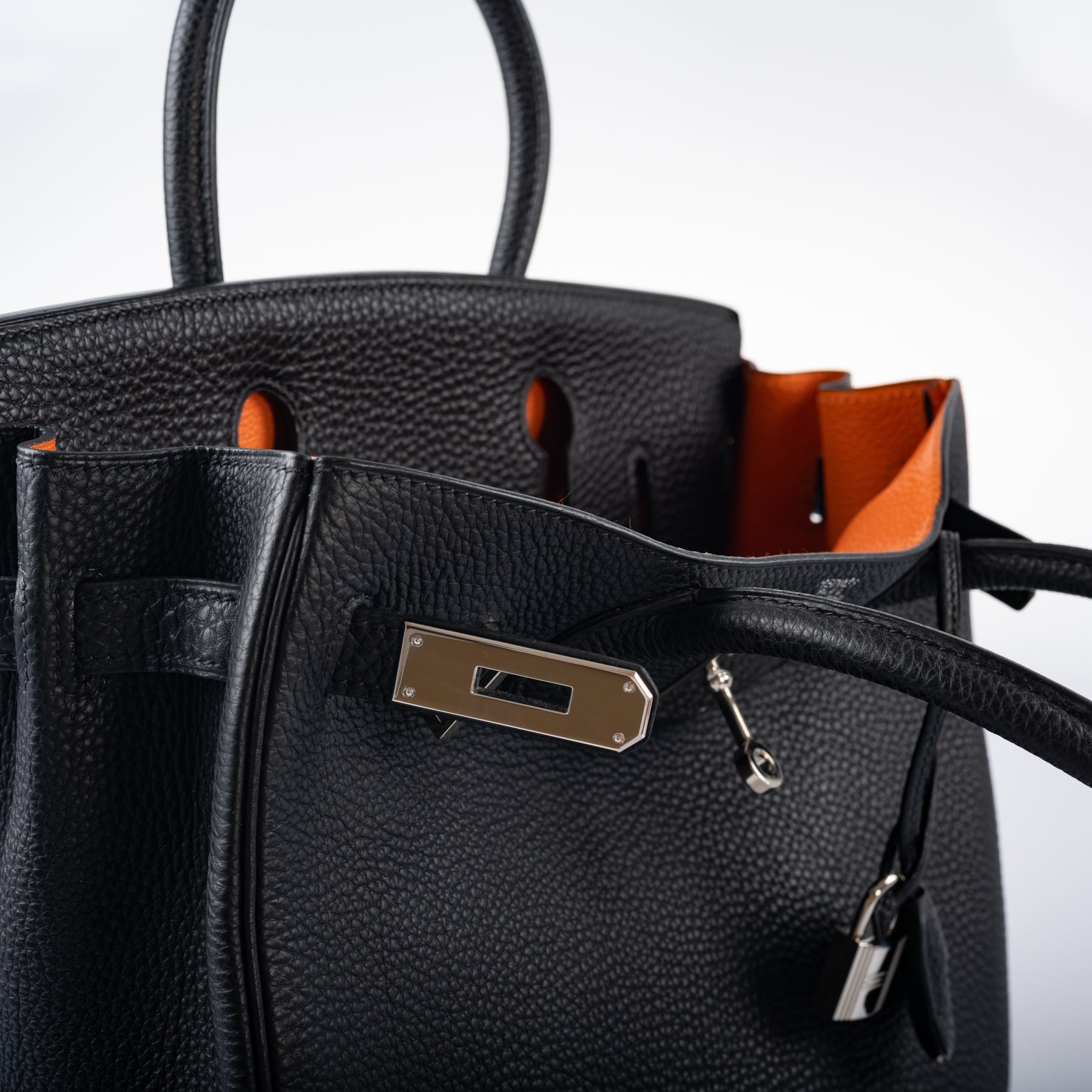 Hermès Birkin 30 Black Togo and Orange H Palladium Hardware