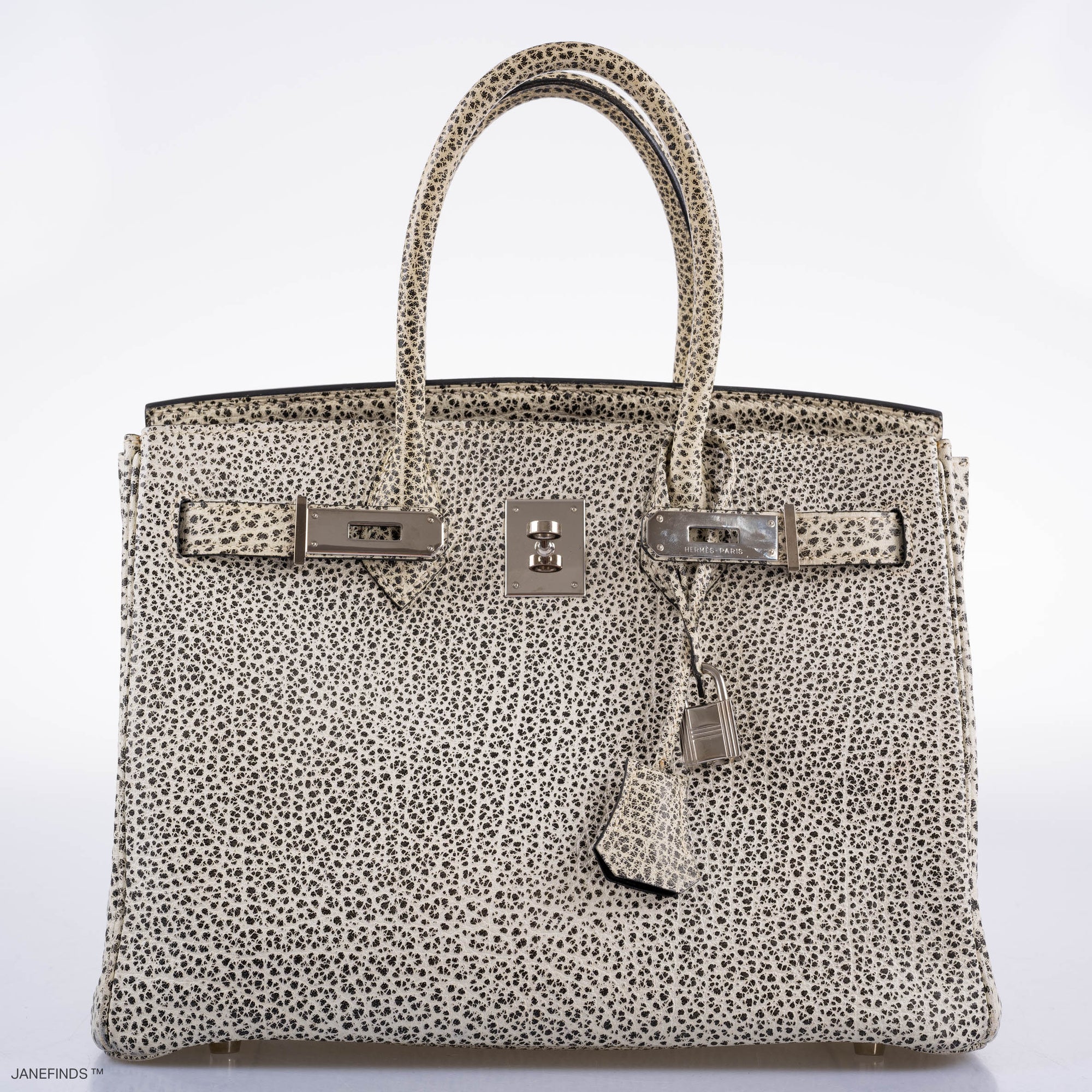 Hermès Birkin 30 Black & White Dalmatian Buffalo Palladium Hardware