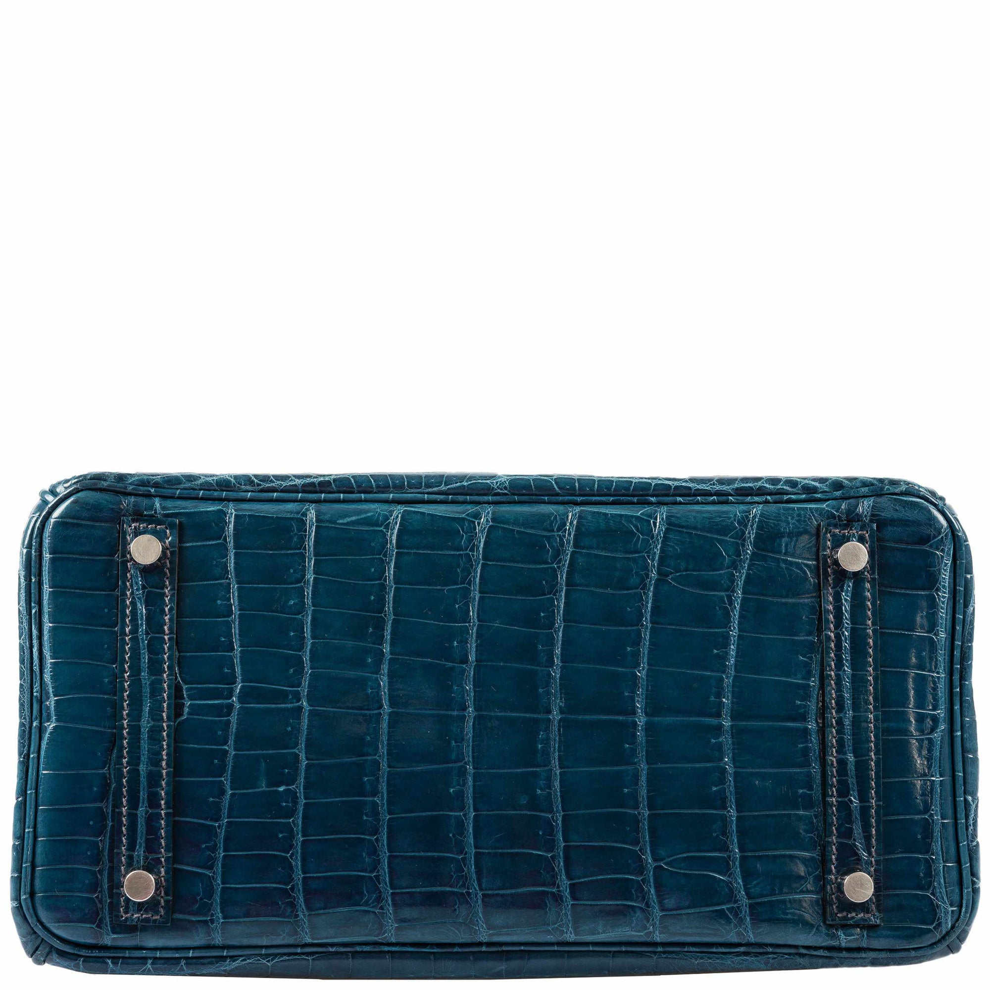 Hermès Birkin 30 Bleu Colvert Niloticus Crocodile Palladium Hardware