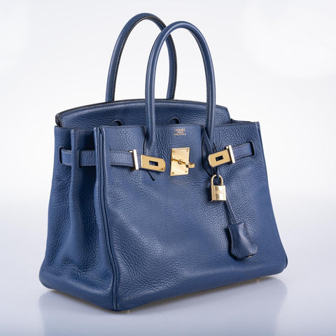 Hermès Birkin 30 Blue Brighton Clemence with Gold Hardware