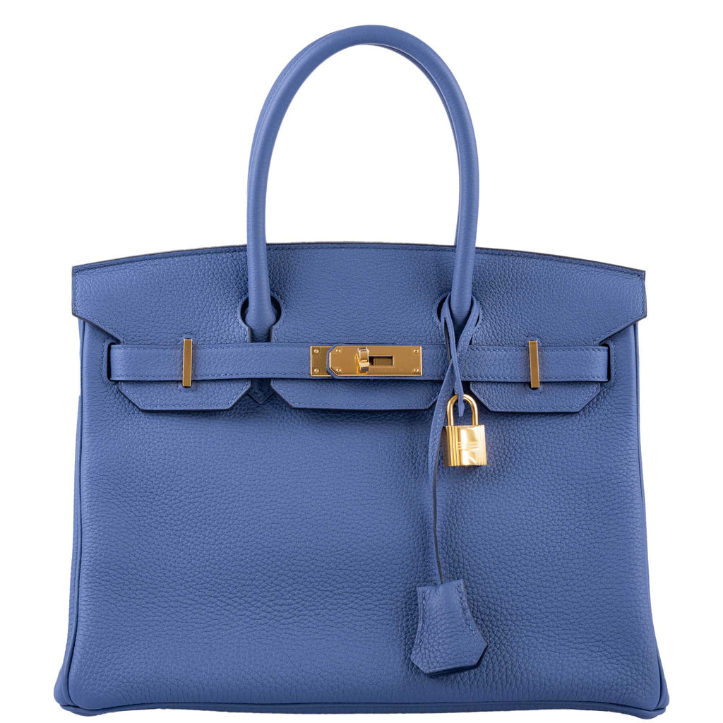 At Auction: Hermes Bleu Electrique Clemence Leather Kelly 35