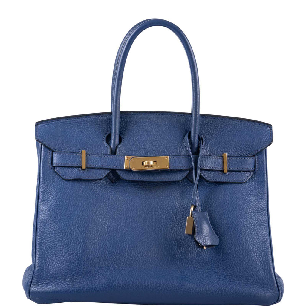 Hermes Birkin 30cm Clemence Deep Blue Gold Hardware Handbag (LWCXZ) 144020000495 DO/DE