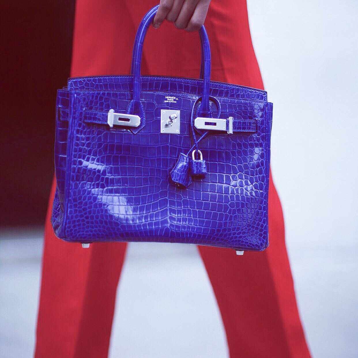 Hermès Birkin 30 Blue Electric Porosus Crocodile Palladium Hardware