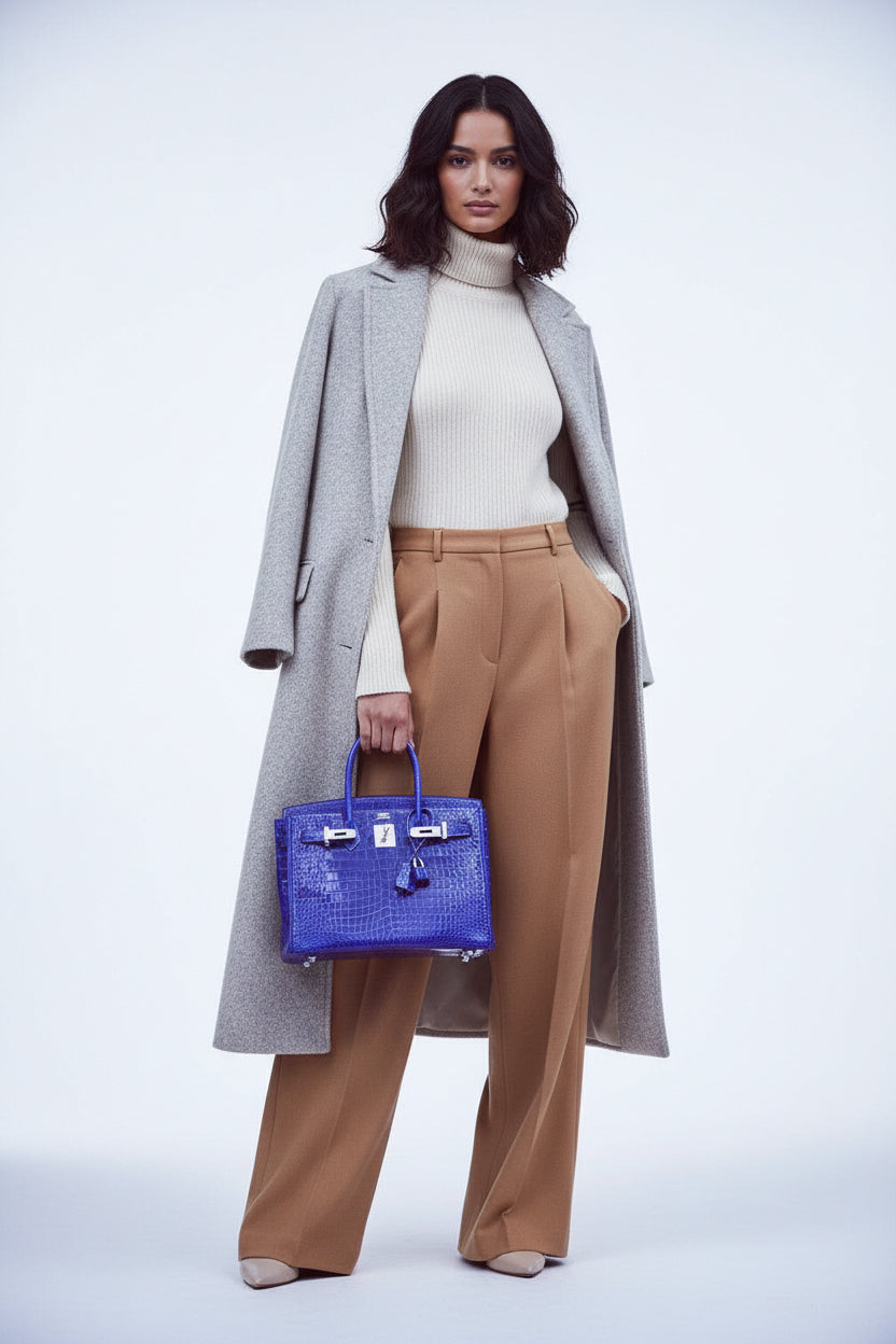 Hermès Birkin 30 Blue Electric Porosus Crocodile Palladium Hardware
