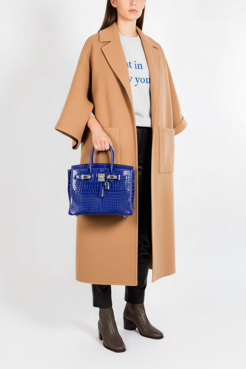 Hermès Birkin 30 Blue Electric Porosus Crocodile Palladium Hardware
