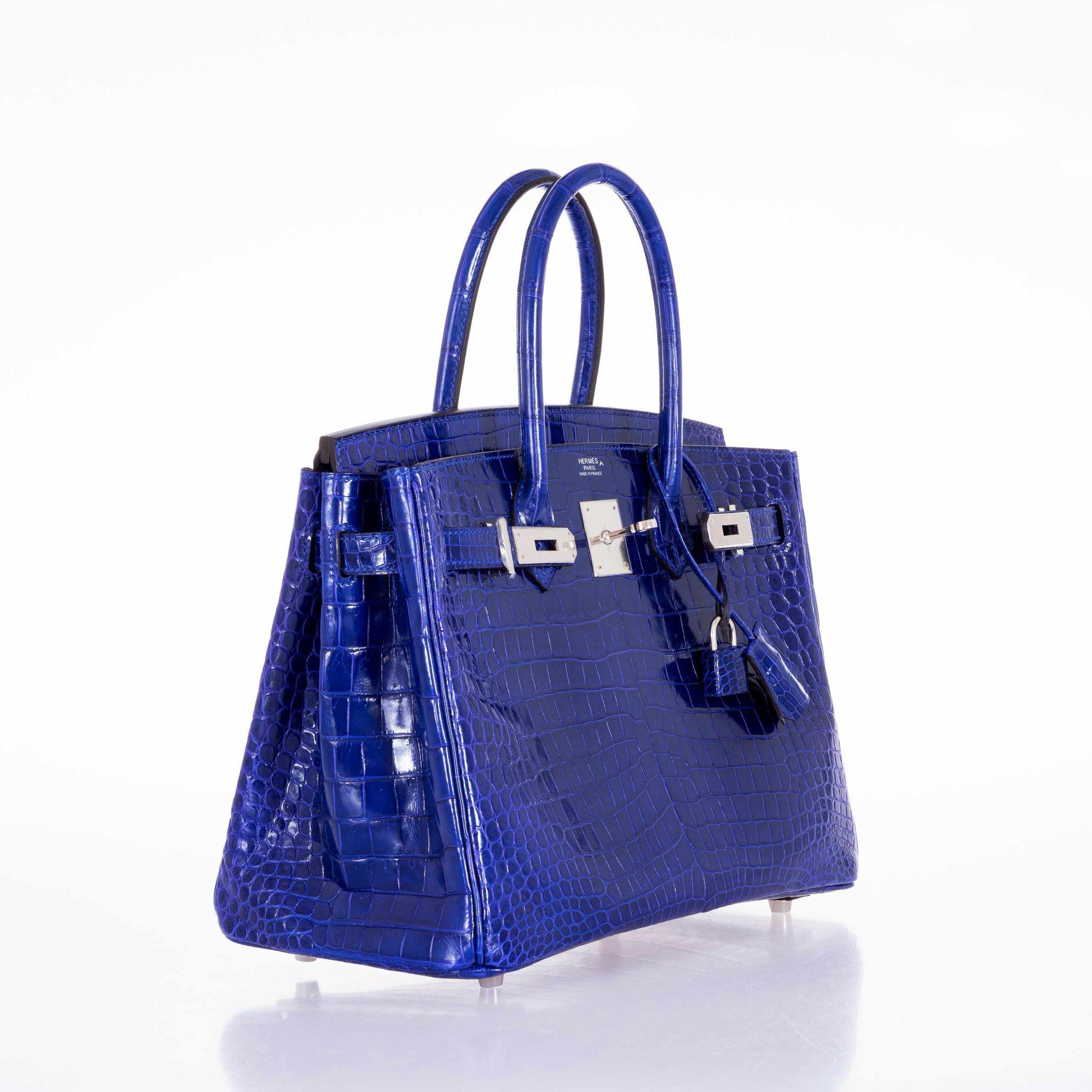 Hermès Birkin 30 Blue Electric Porosus Crocodile Palladium Hardware