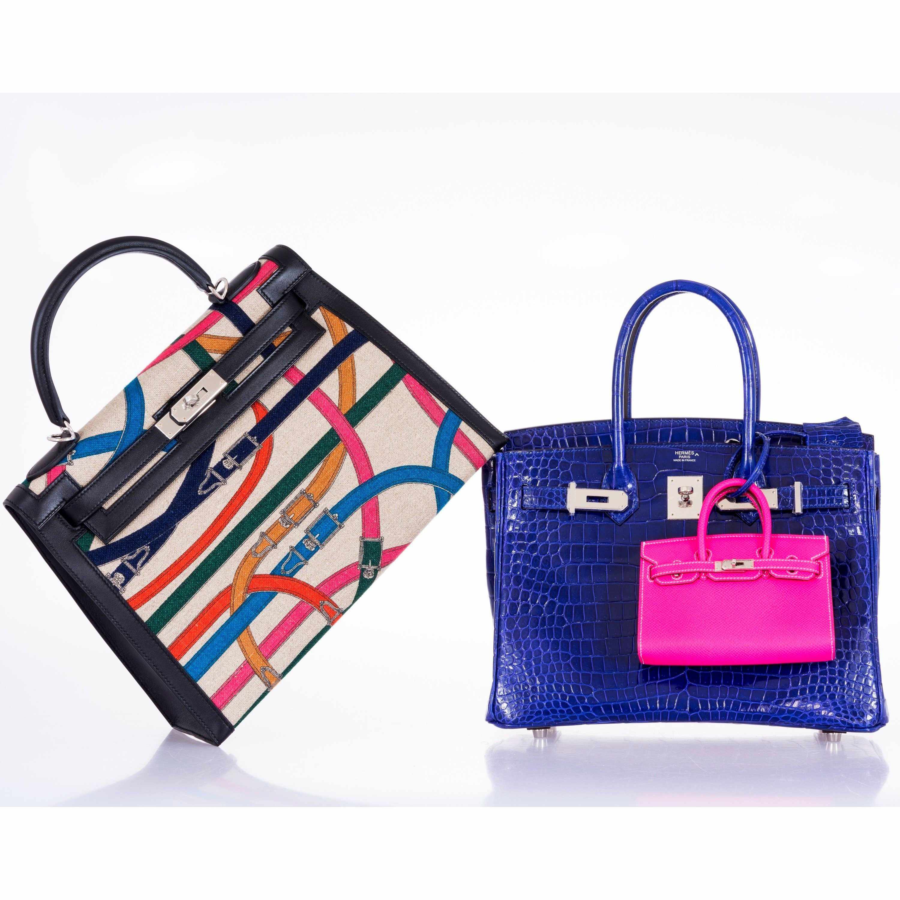 Hermès Birkin 30 Blue Electric Porosus Crocodile Palladium Hardware