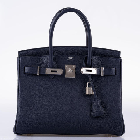 Hermès Birkin 30 Blue Nuit Togo Leather with Palladium Hardware - 2020, Y