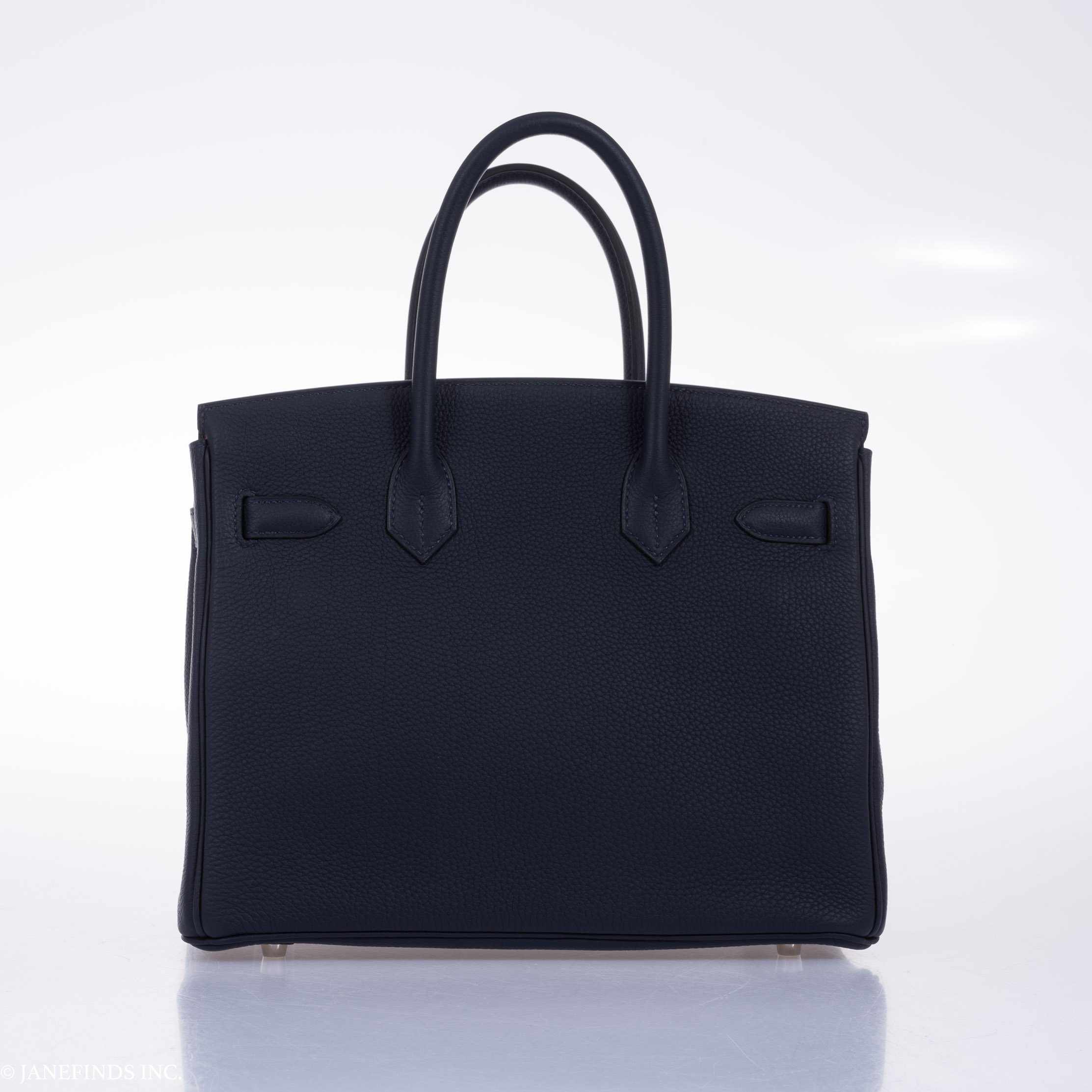 Hermès Birkin 30 Blue Nuit Verso Orange Poppy Togo Palladium Hardware