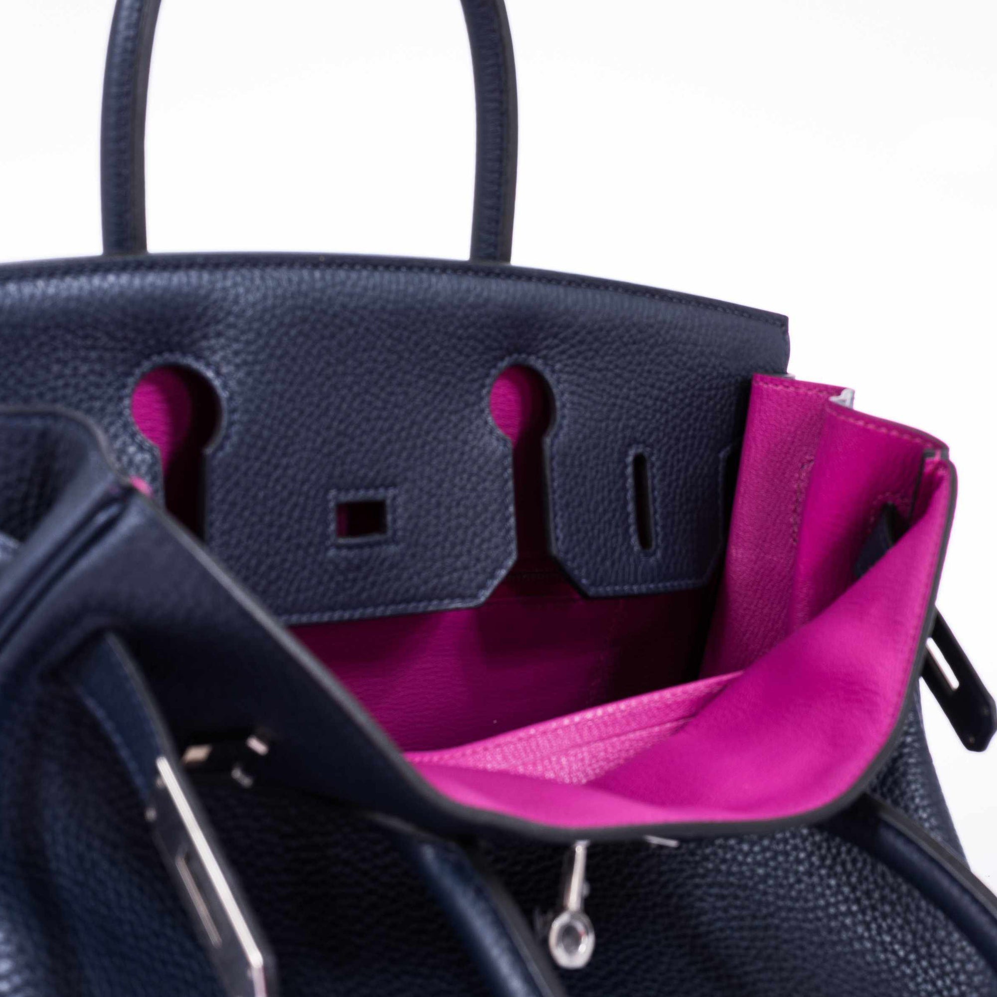 Hermès Birkin 30 Blue Nuit Verso Rose Pourpre Togo Palladium Hardware