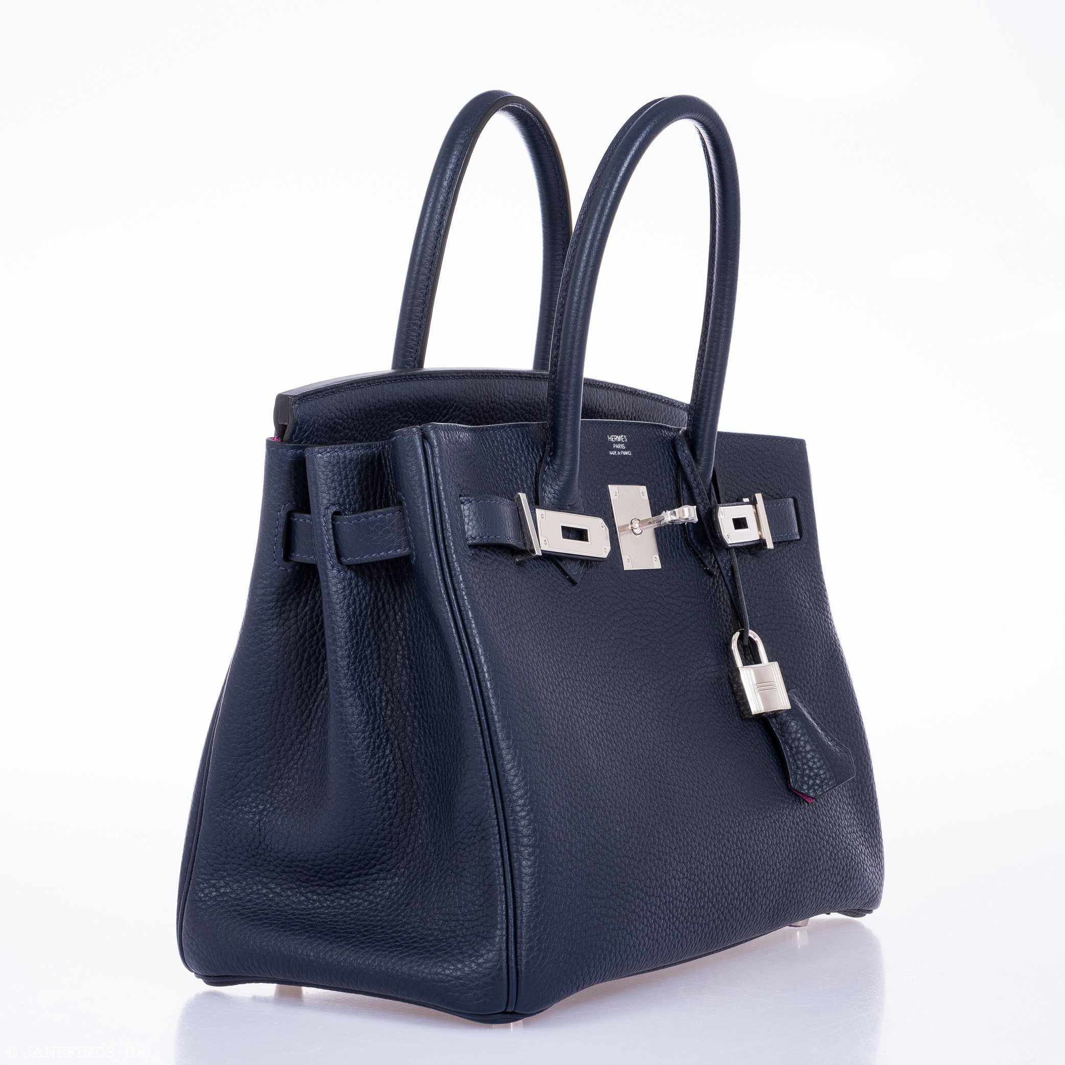 Hermès Birkin 30 Blue Nuit Verso Rose Pourpre Togo Palladium Hardware - Limited Edition