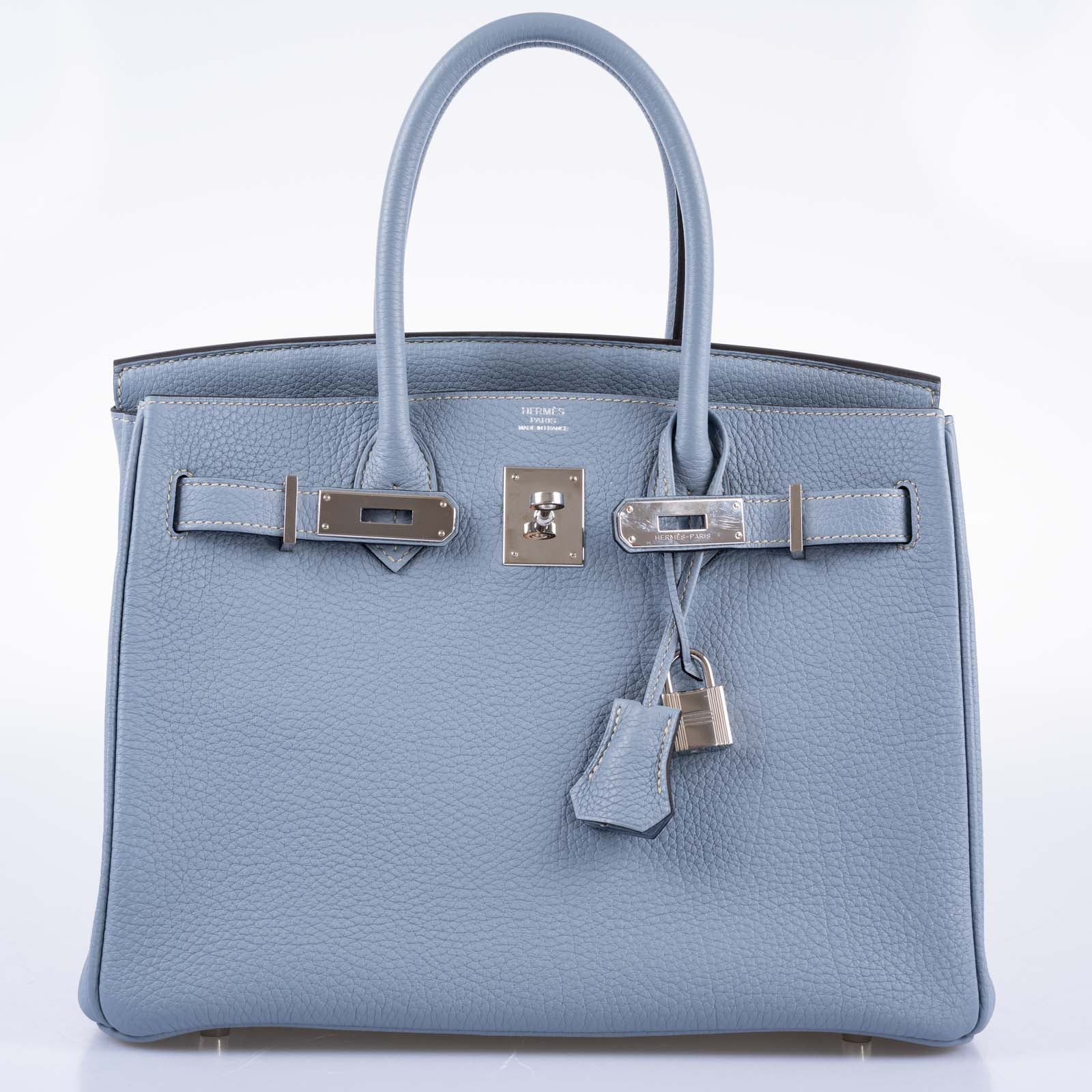 Hermès Birkin 30 Blue Saint Cyr Clemence Palladium Hardware