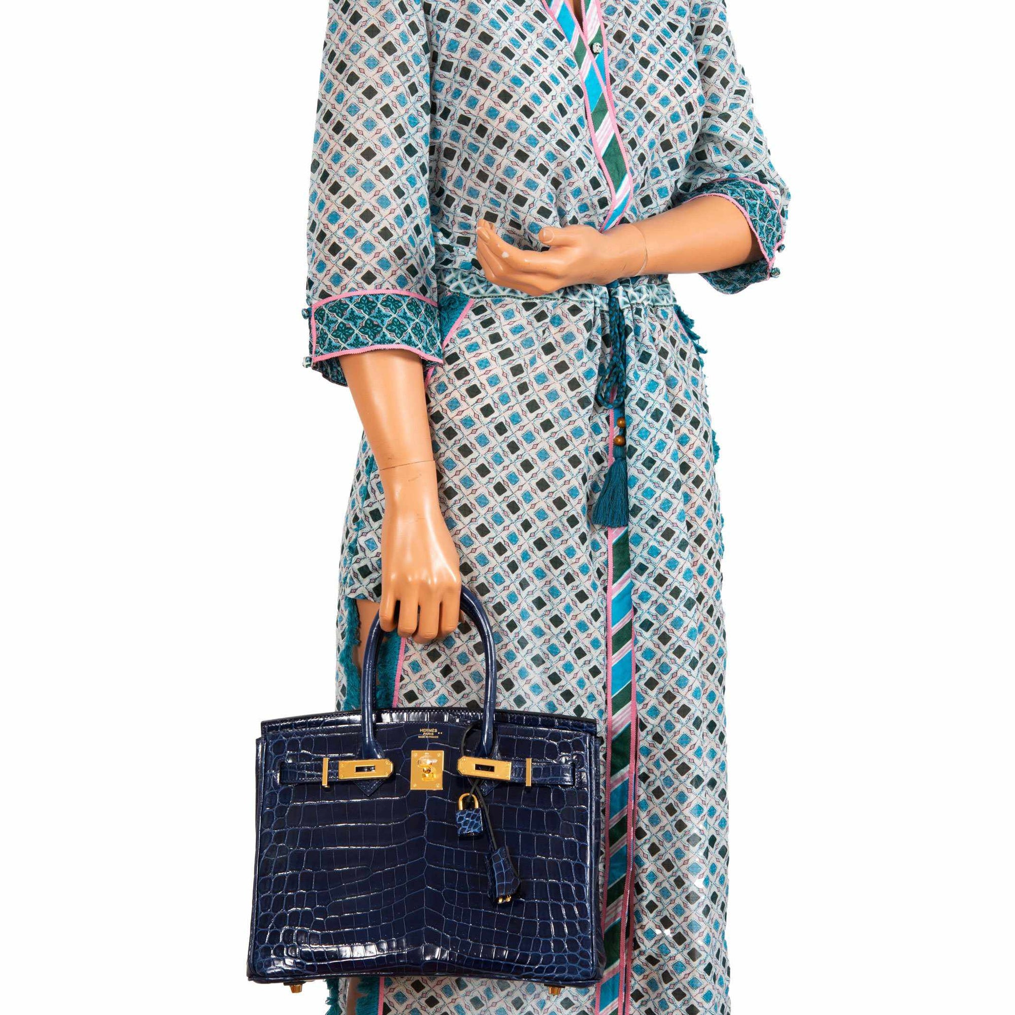 Hermès Birkin 30 Blue Saphir Semi-Matte Niloticus Crocodile Gold Hardware