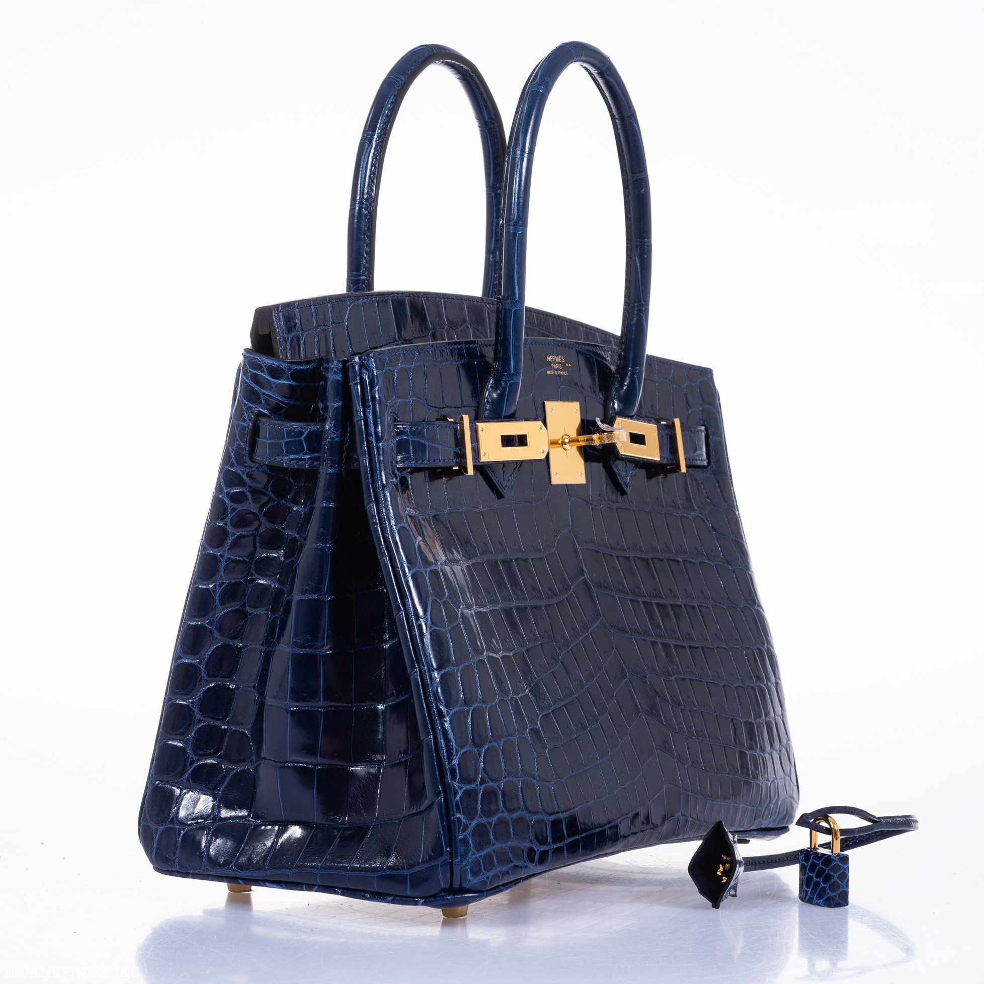 Hermès Birkin 30 Blue Saphir Semi-Matte Niloticus Crocodile Gold Hardware