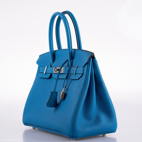 Hermès Birkin 30 Blue Zanzibar Togo with Palladium Hardware - 2020, Y