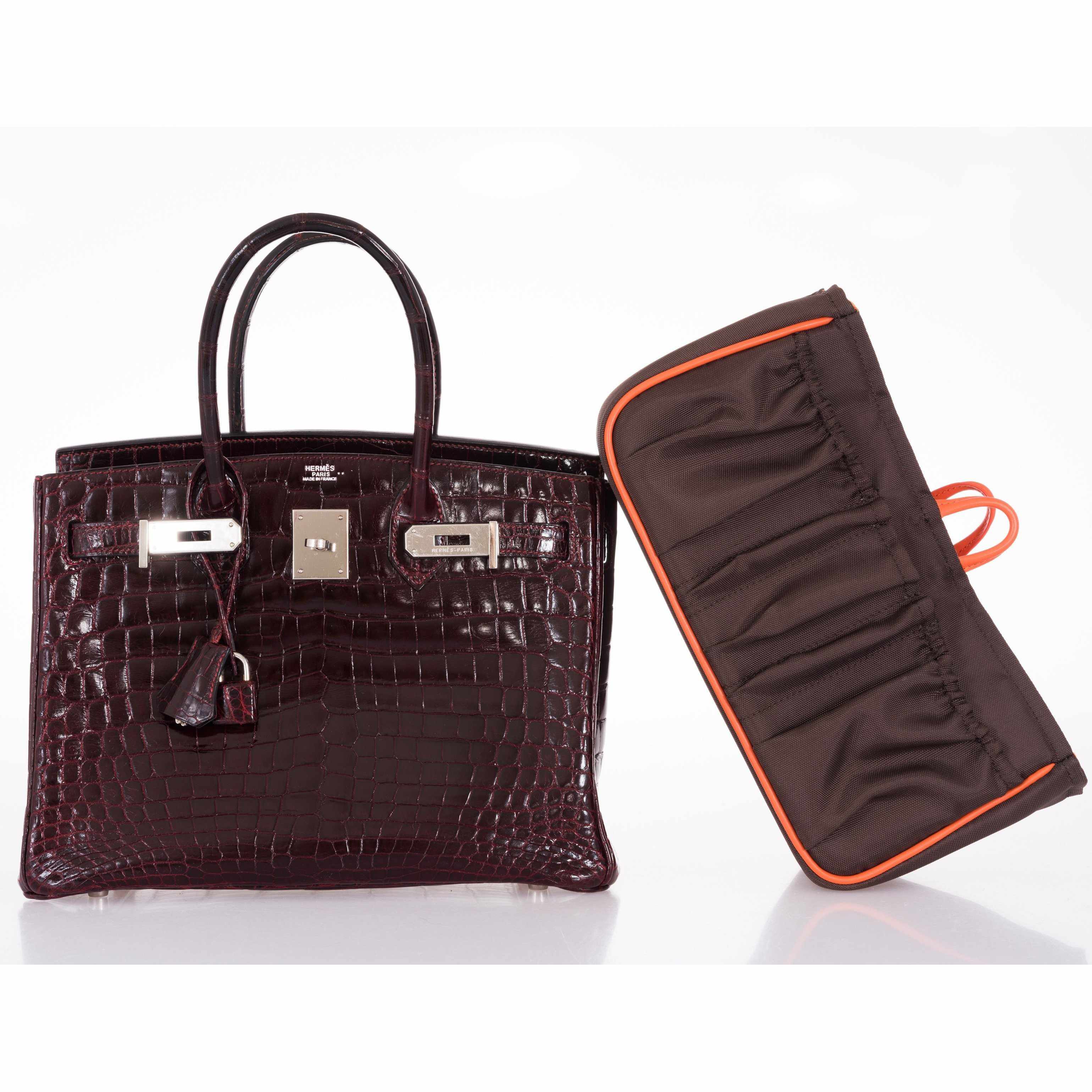 Hermès Birkin 30 Bordeaux Niloticus Crocodile Palladium Hardware