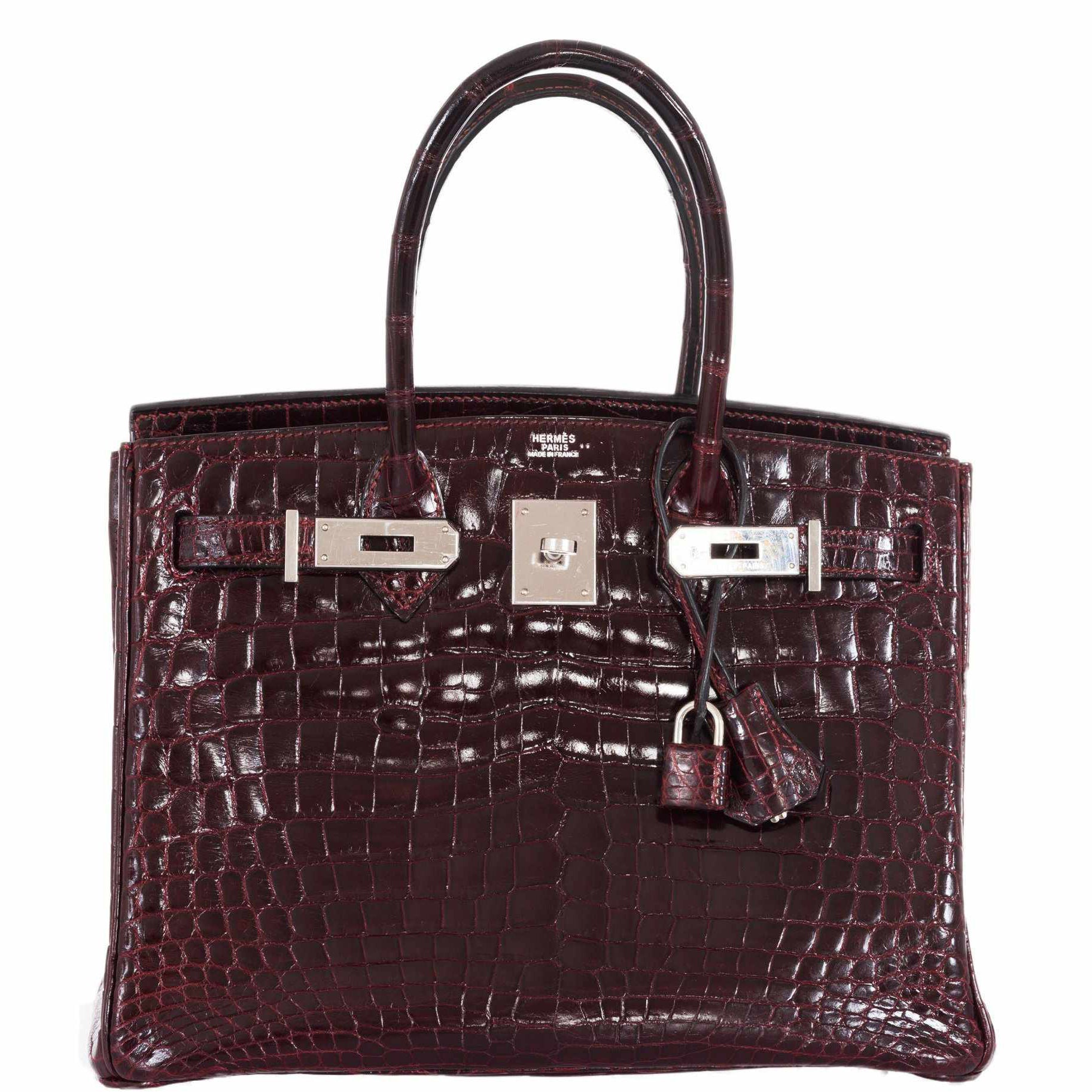 Hermès Birkin 30 Bordeaux Niloticus Crocodile Palladium Hardware