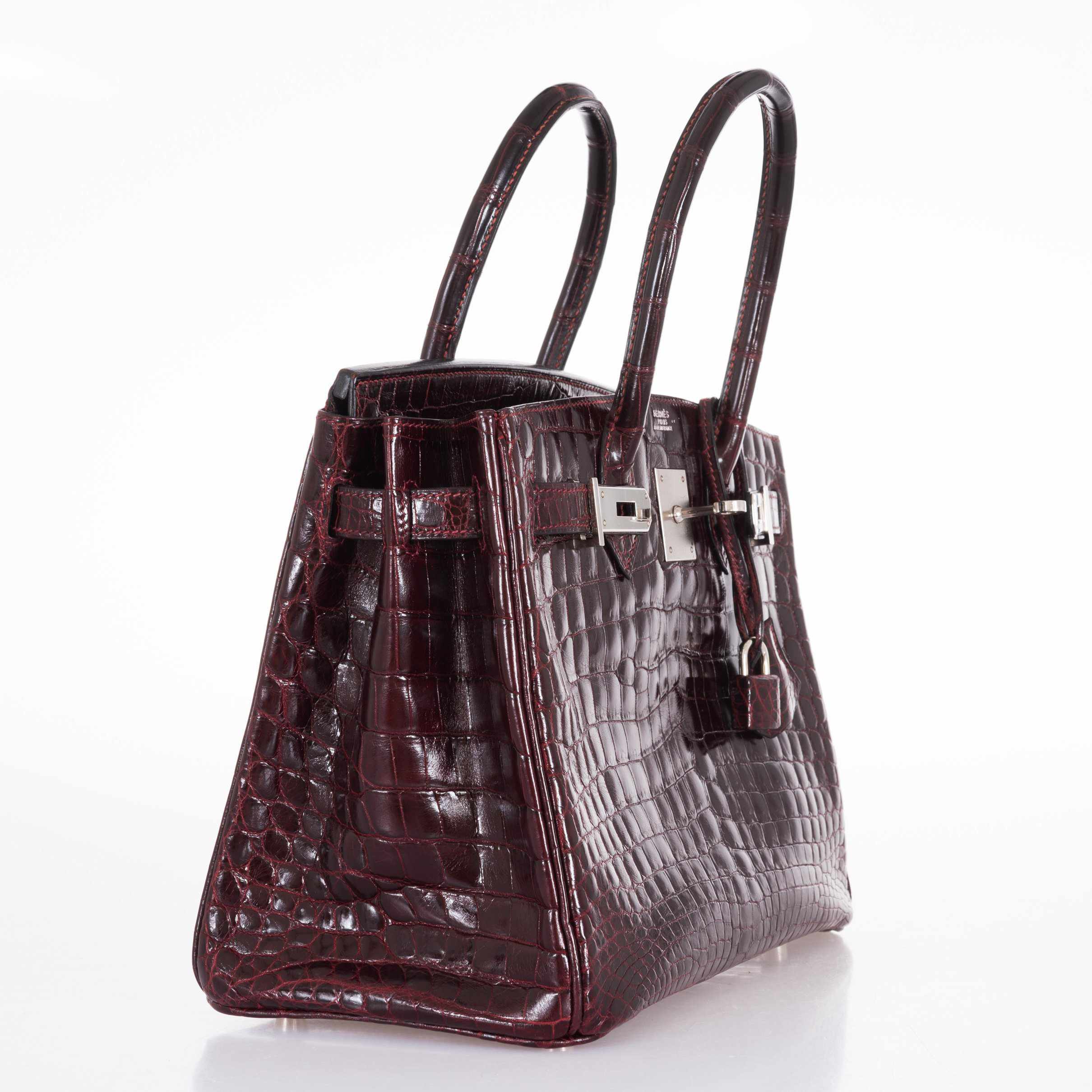 Hermès Birkin 30 Bordeaux Niloticus Crocodile Palladium Hardware