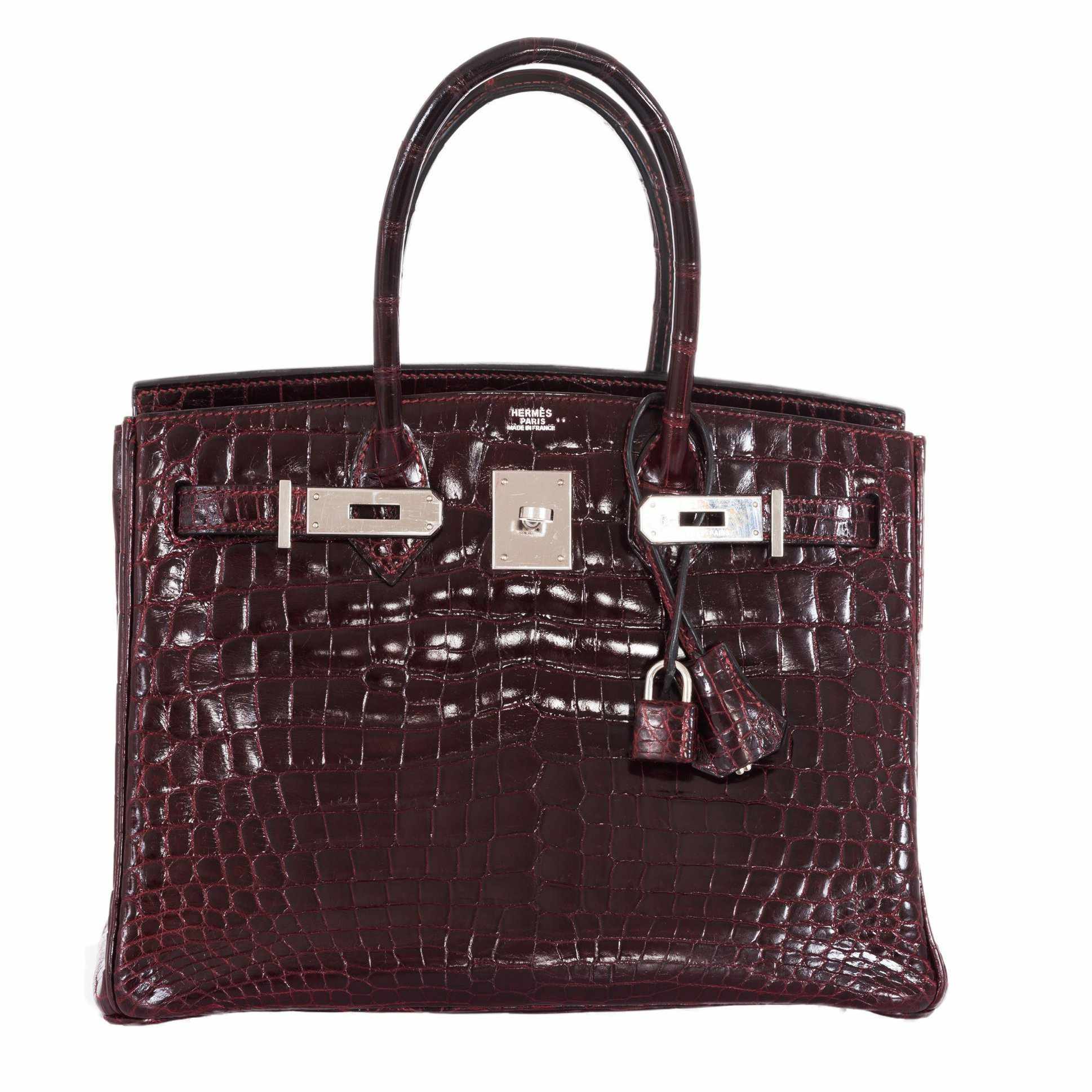 Hermès Birkin 30 Bordeaux Niloticus Crocodile Palladium Hardware