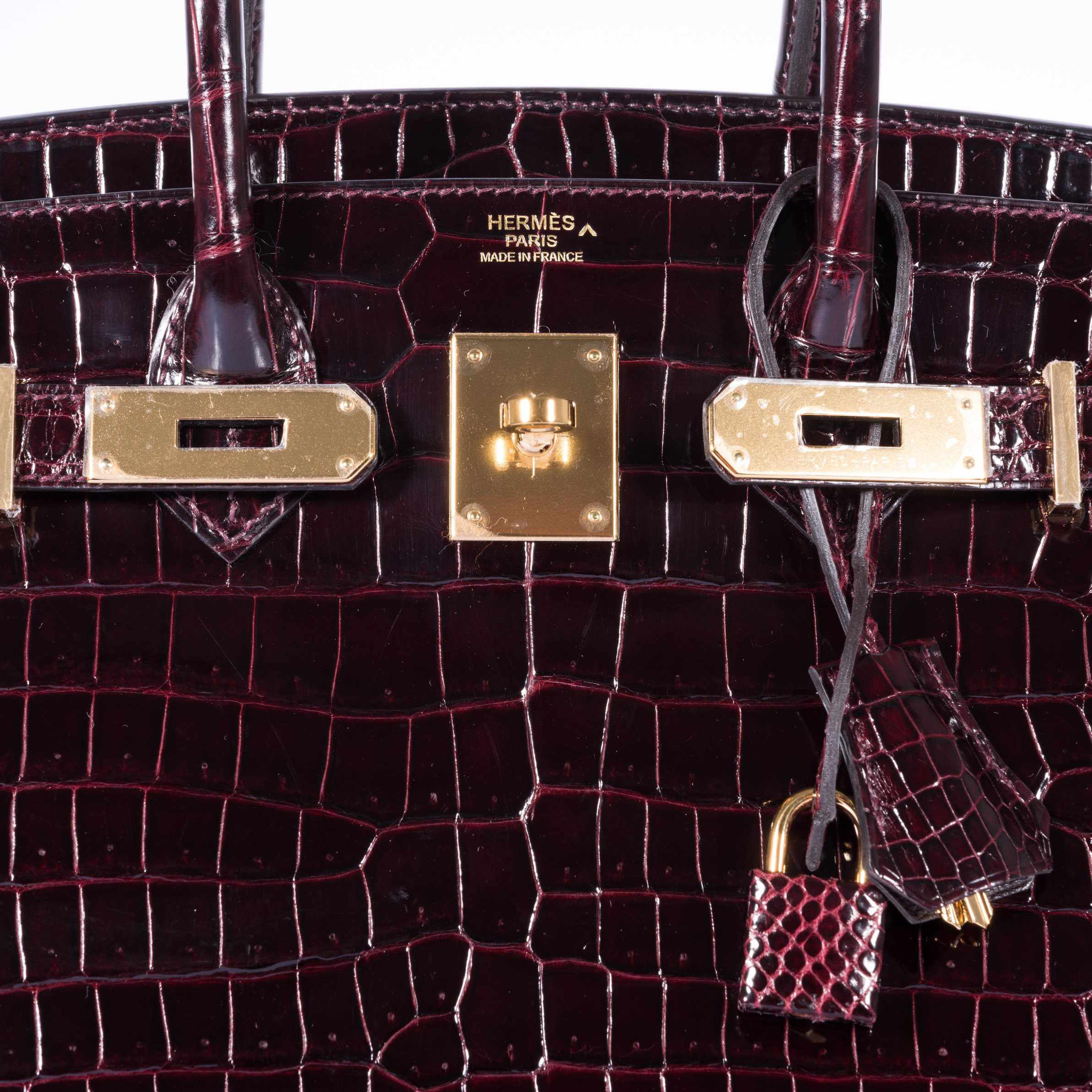 Hermès Birkin 30 Bordeaux Porosus Crocodile Gold Hardware