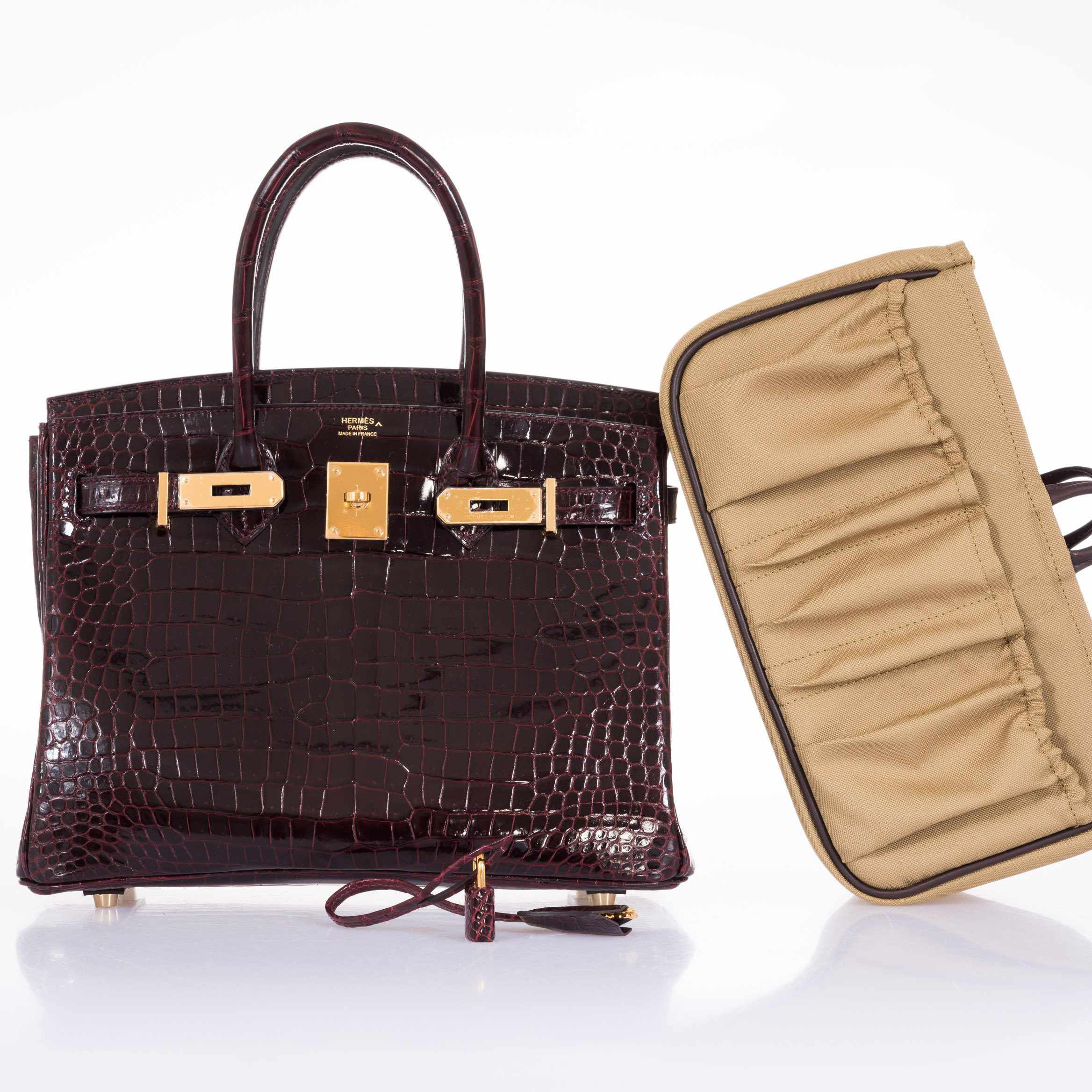 Hermès Birkin 30 Bordeaux Porosus Crocodile Gold Hardware